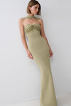 Leny Lace & Bandage Knit Maxi Dress - Green