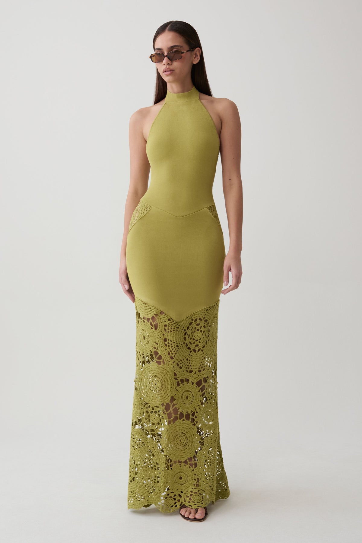 Clare Crochet Knit Maxi Dress - Chartreuse #2