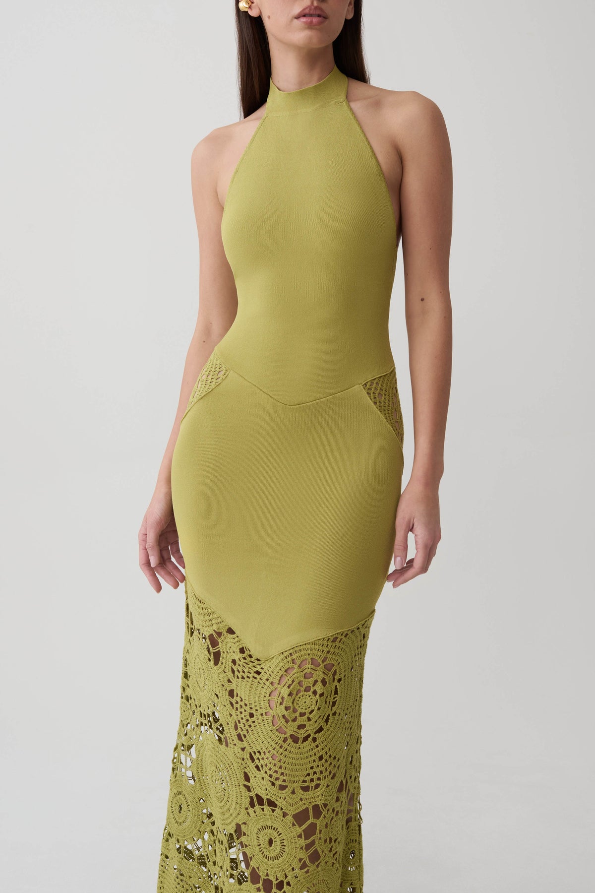 Clare Crochet Knit Maxi Dress - Chartreuse