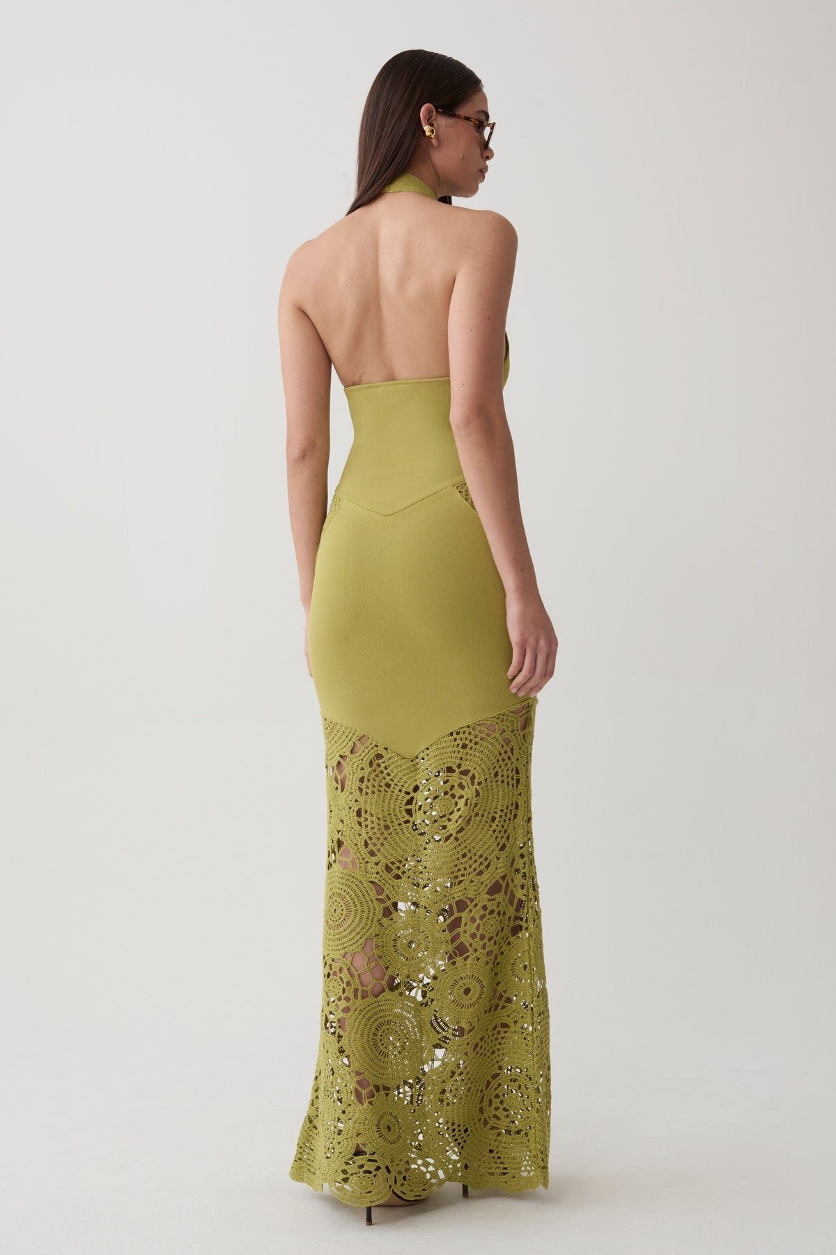 Clare Crochet Knit Maxi Dress - Chartreuse #3