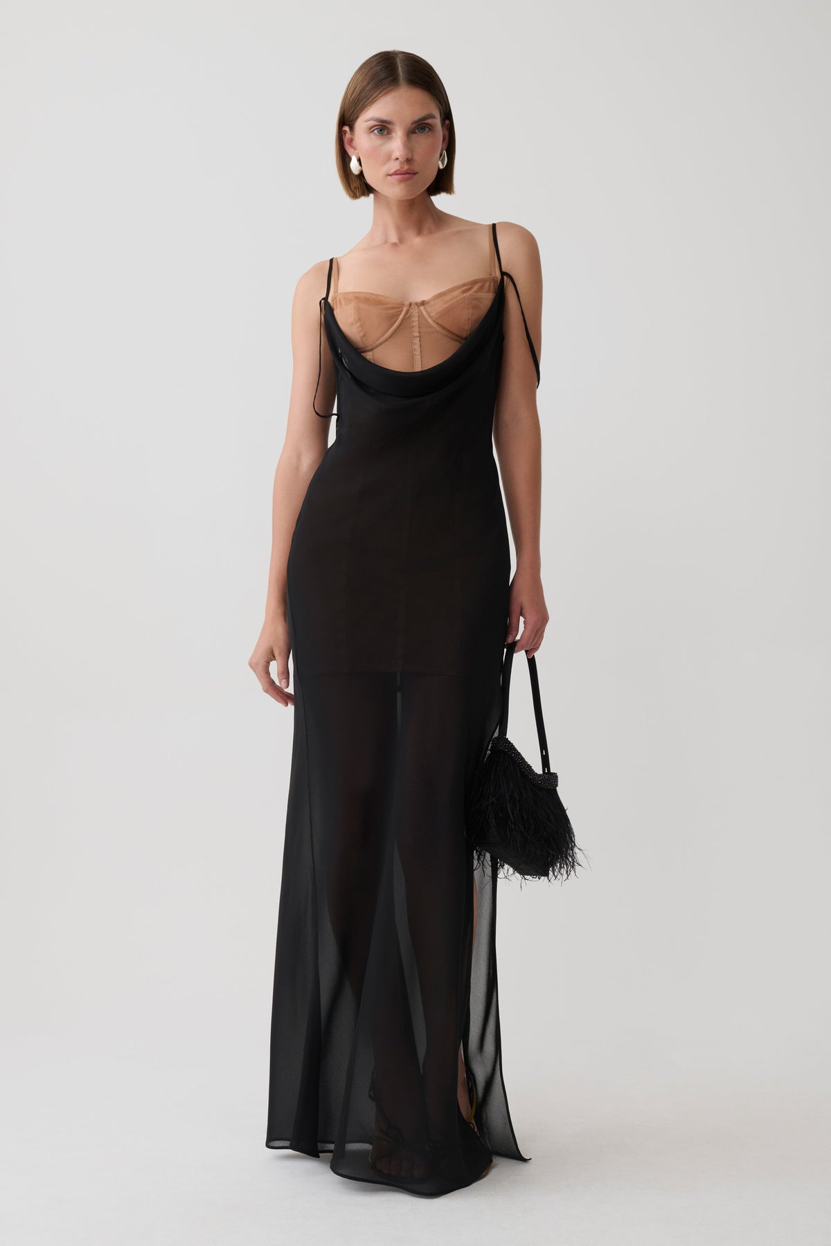 Alexandra Layered Chiffon Maxi Dress - Black