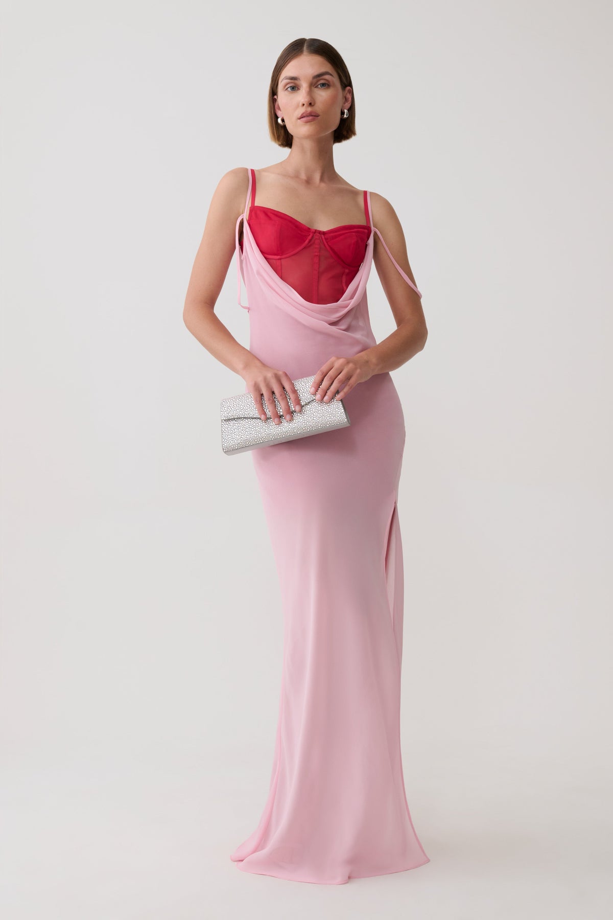 Alexandra Layered Chiffon Maxi Dress - Pink/Cherry