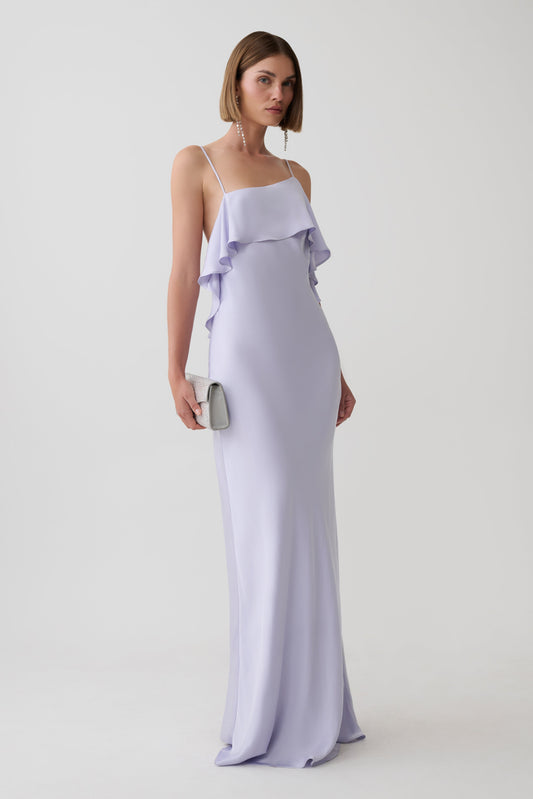 Faria Bias Satin Maxi Dress - Lilac