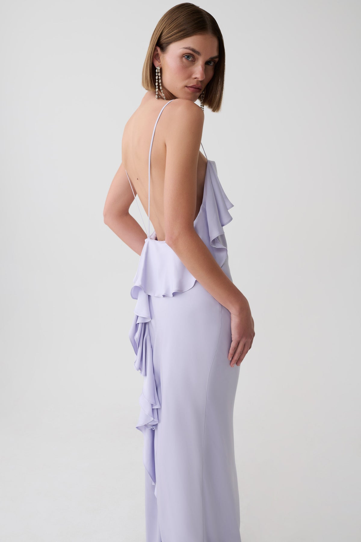Faria Bias Satin Maxi Dress - Lilac