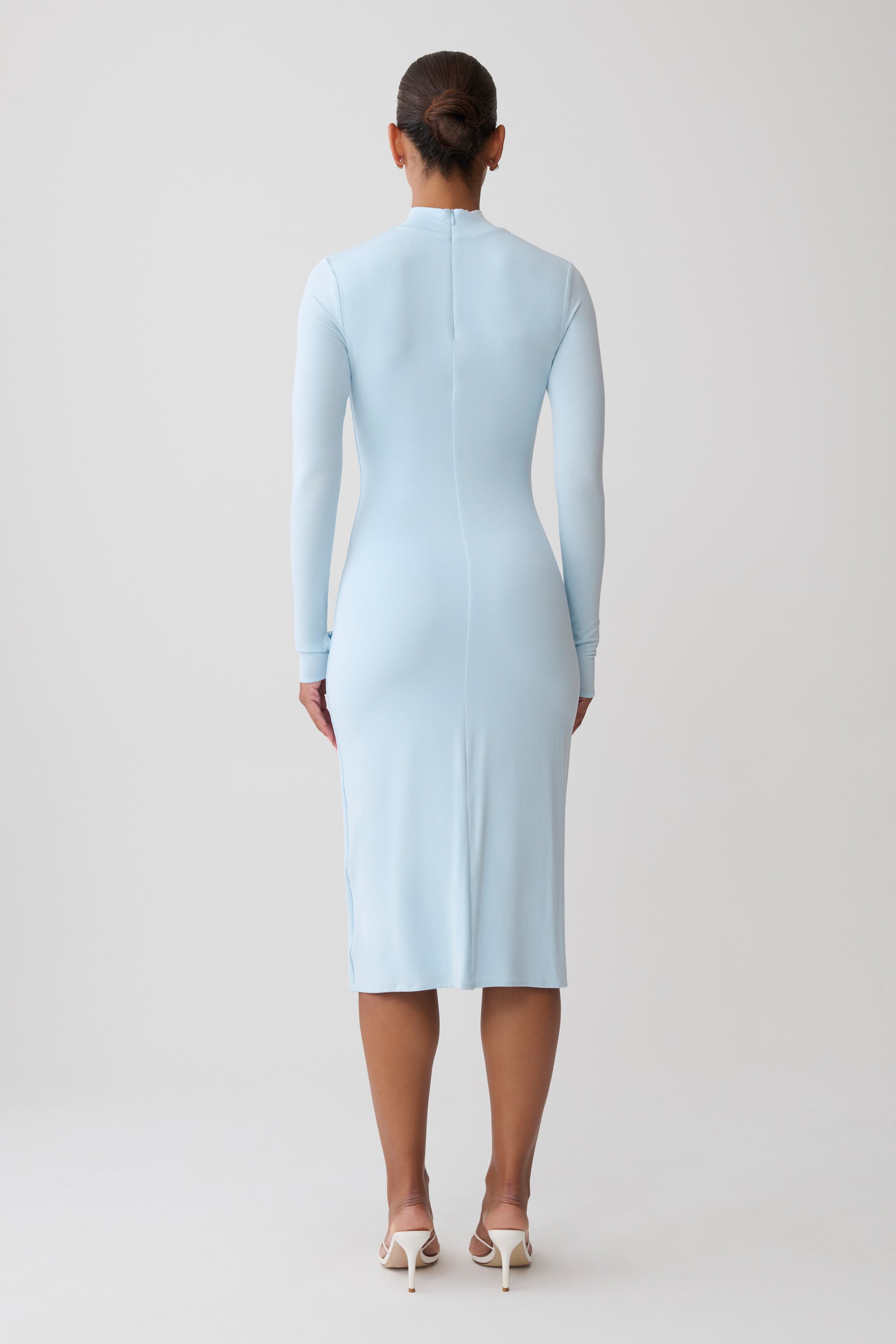 Noelle Longsleeve Roll Neck Midi Dress - Pale Blue #2