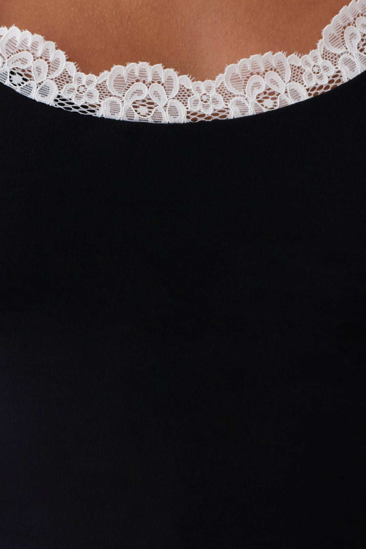 Gardenia Lace Trim Scoop Neck Mini Dress - Black/White #5