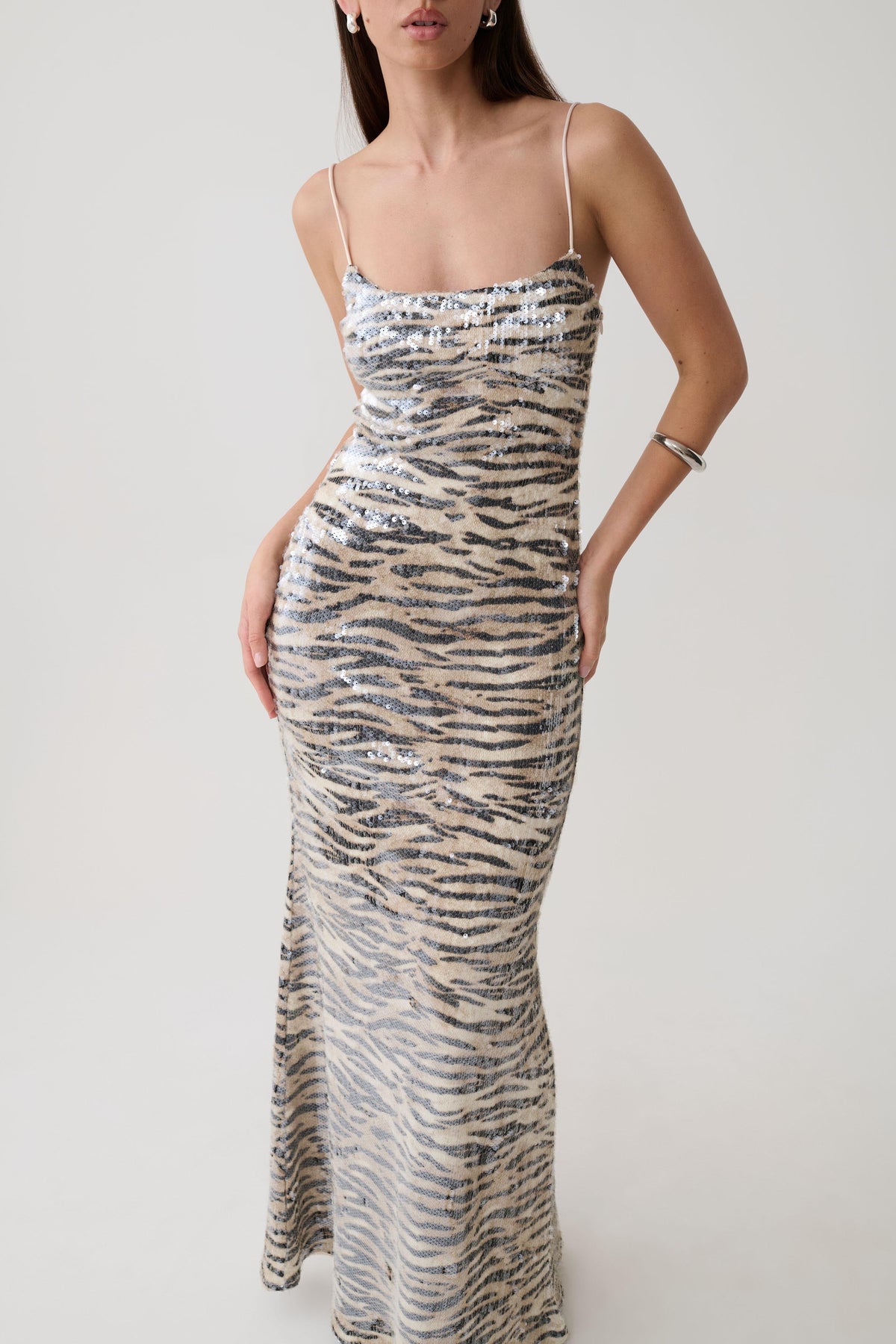 Deborah Sequin Maxi Dress - Zebra Print #3