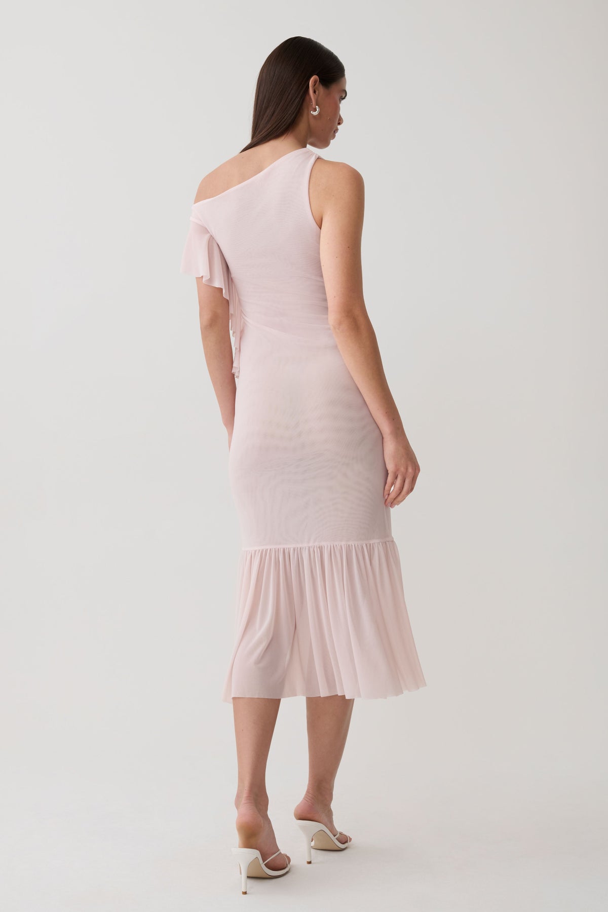 Milana Mesh Midi Off Shoulder Dress - Pale Pink #2