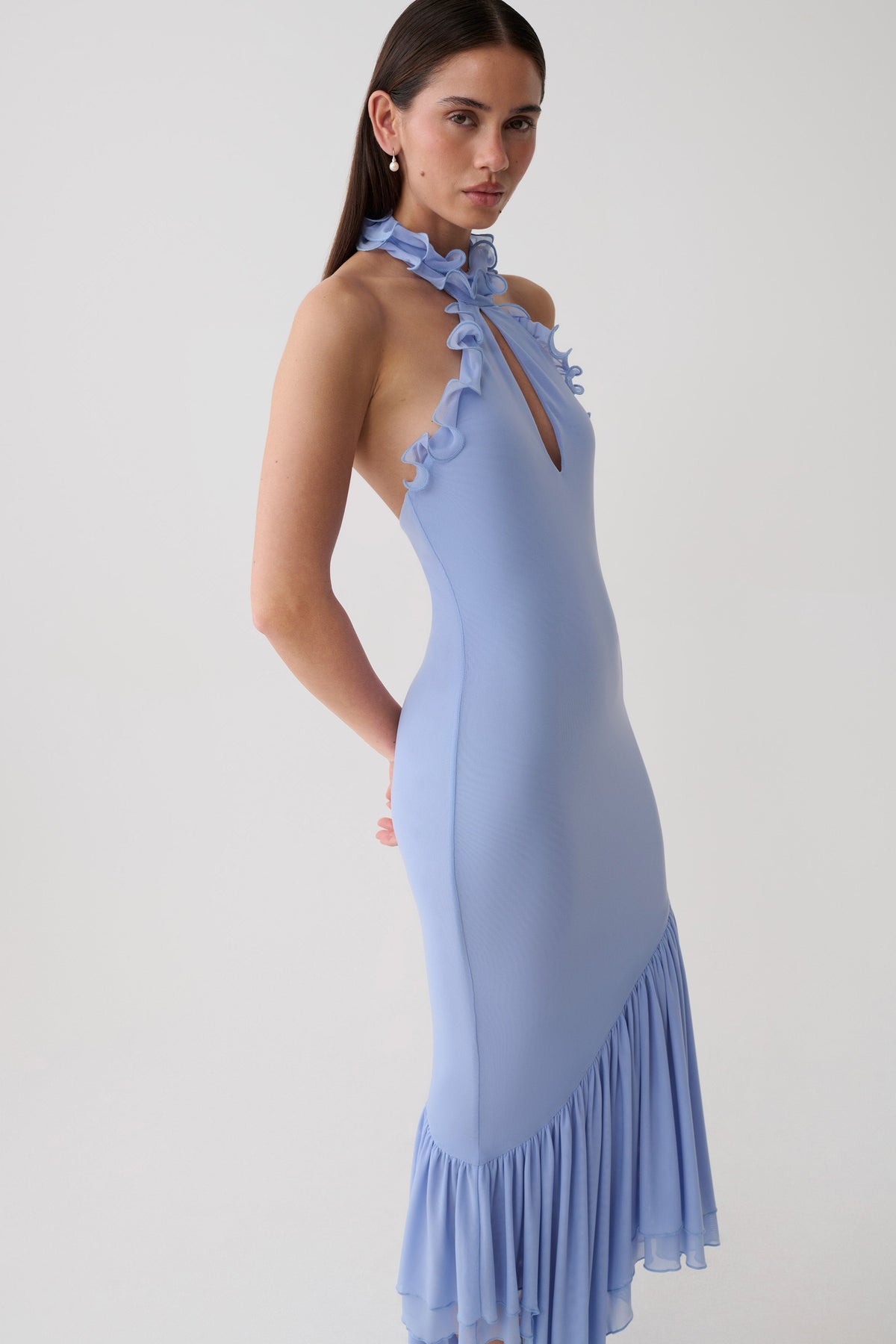 Maisey Mesh Midi Dress - Cornflower Blue #4