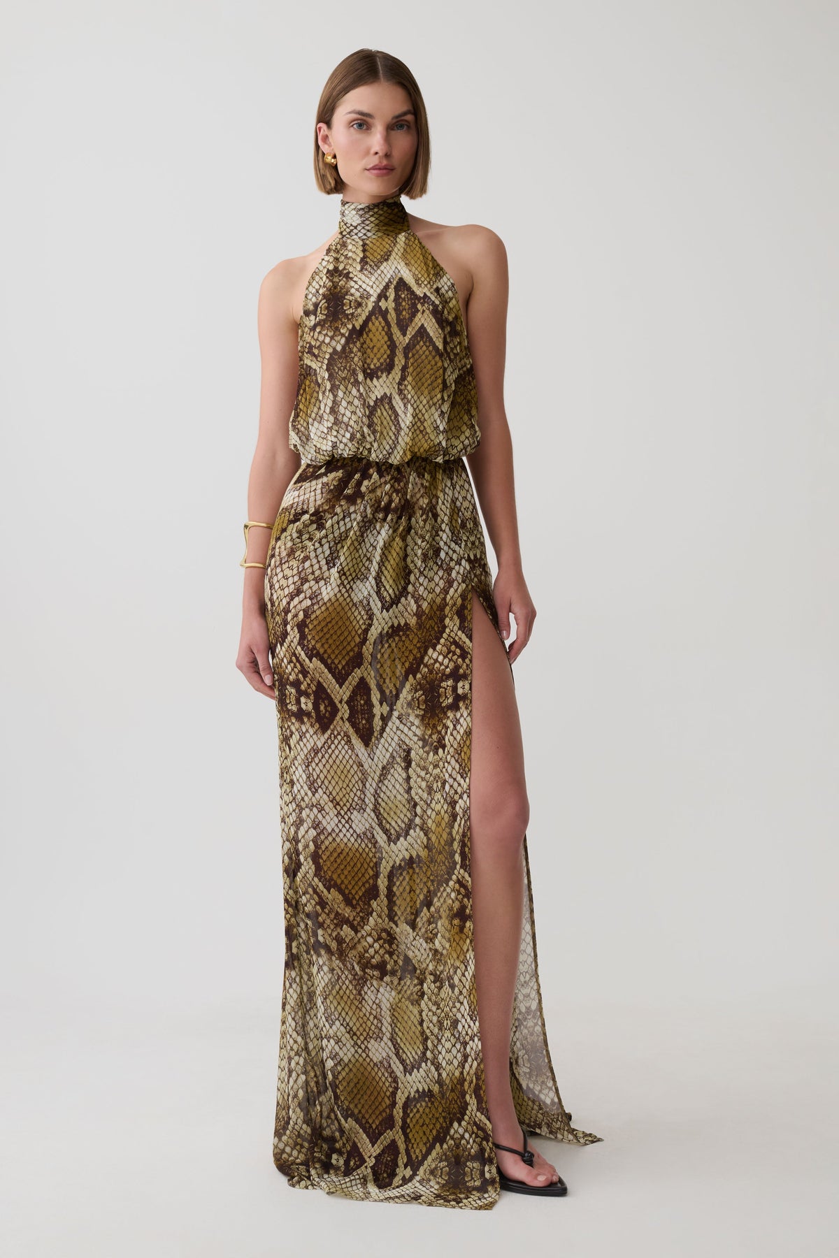 Eliana Tie Back Chiffon Maxi Dress - Snake Print #3