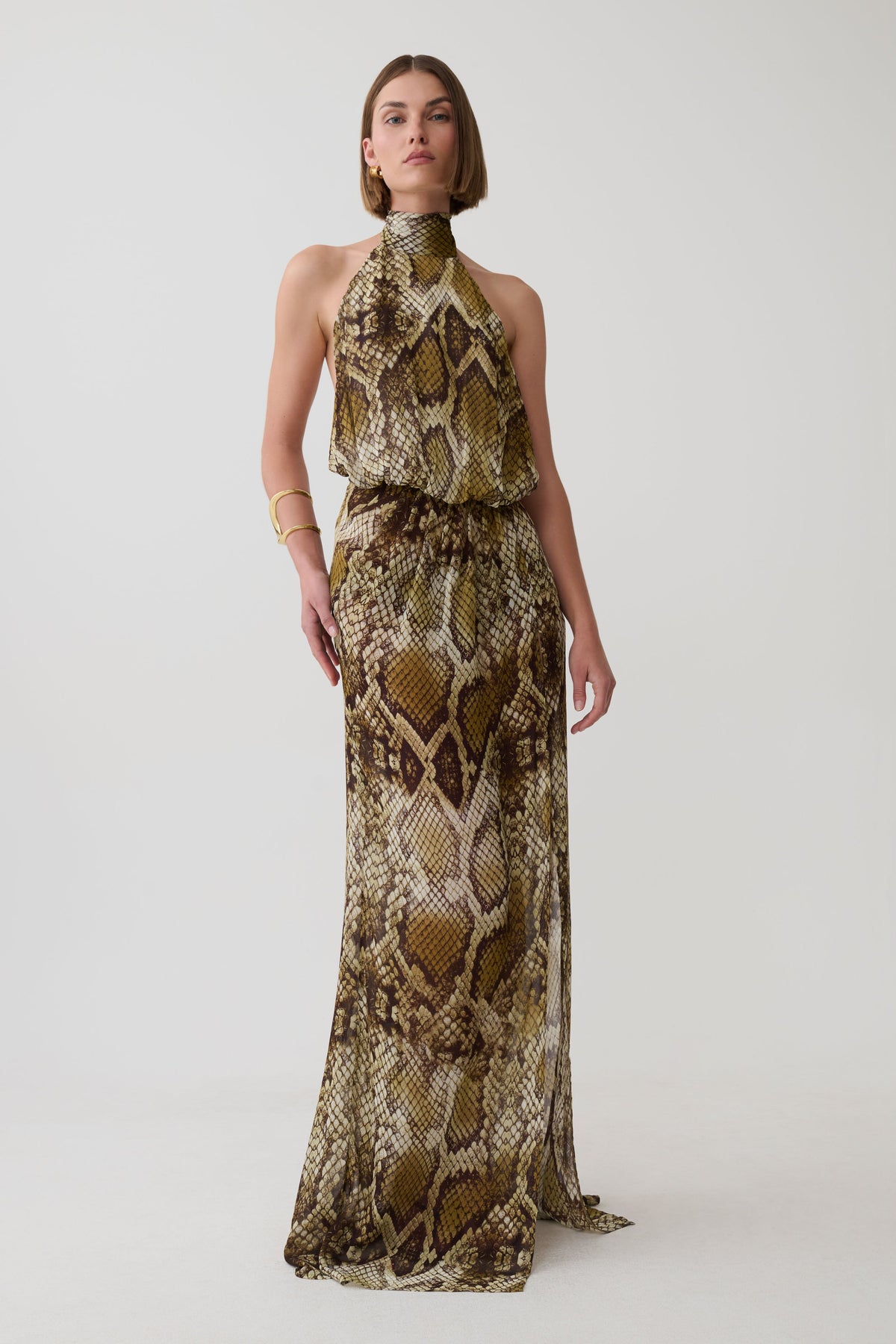 Eliana Tie Back Chiffon Maxi Dress - Snake Print #6