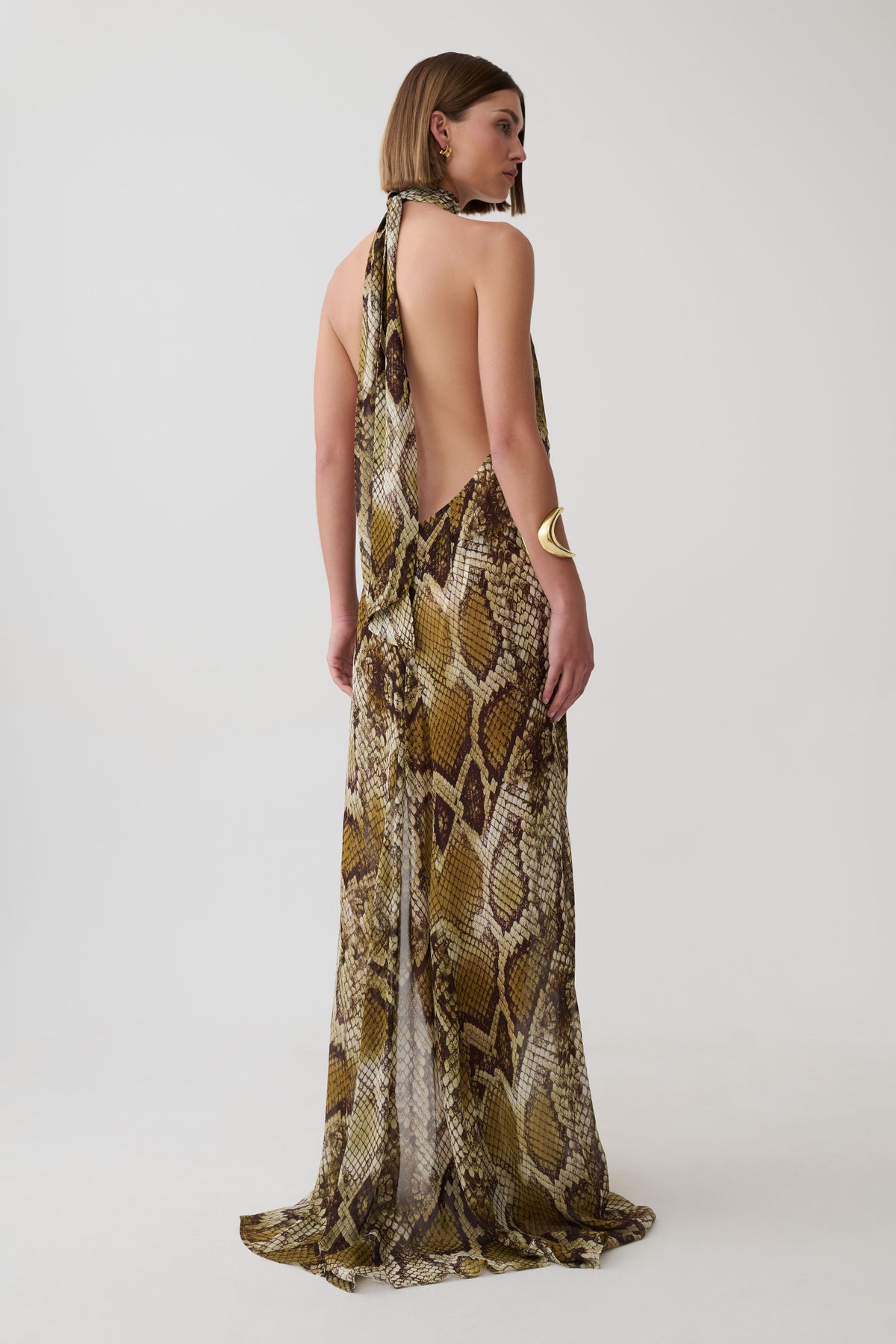 Eliana Tie Back Chiffon Maxi Dress - Snake Print #4