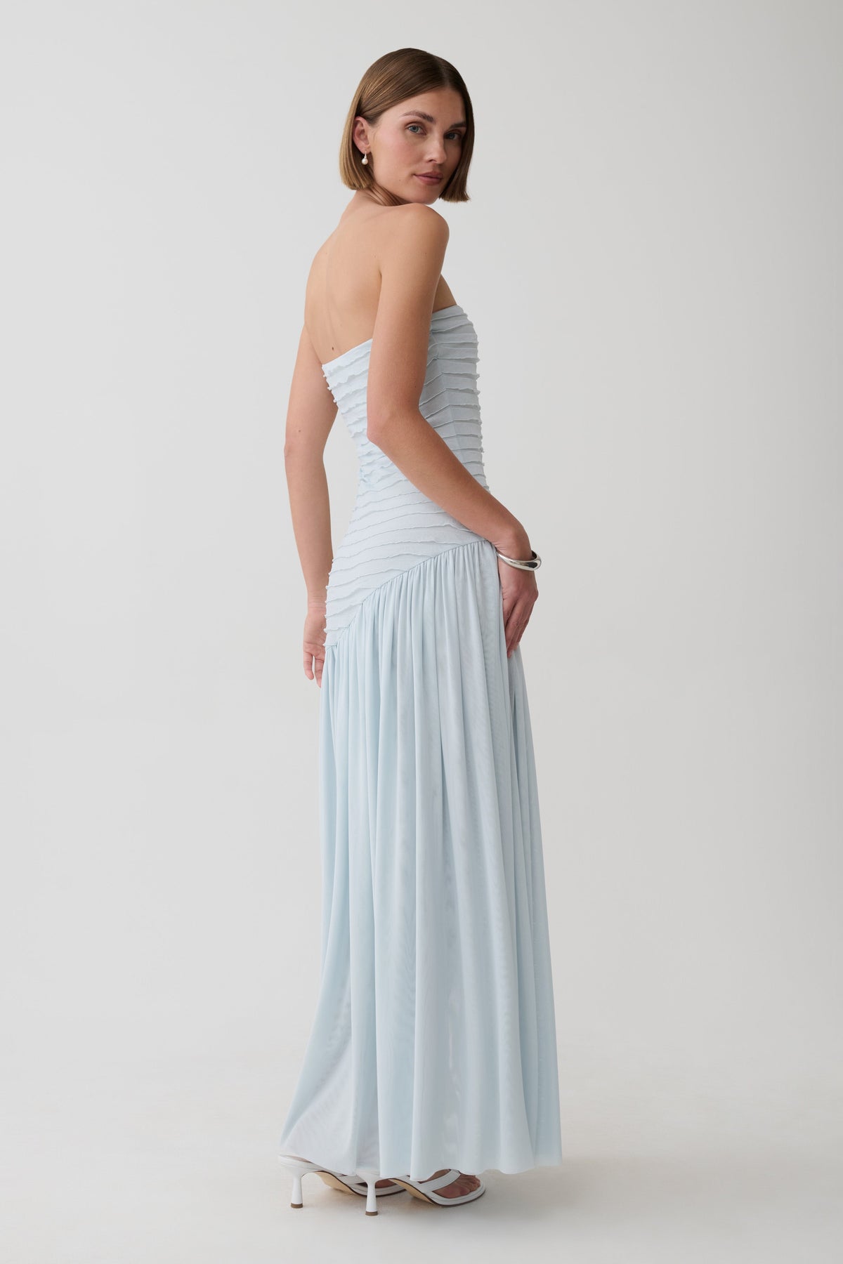 Ciara Frilled Bodice Maxi Dress - Sky Blue