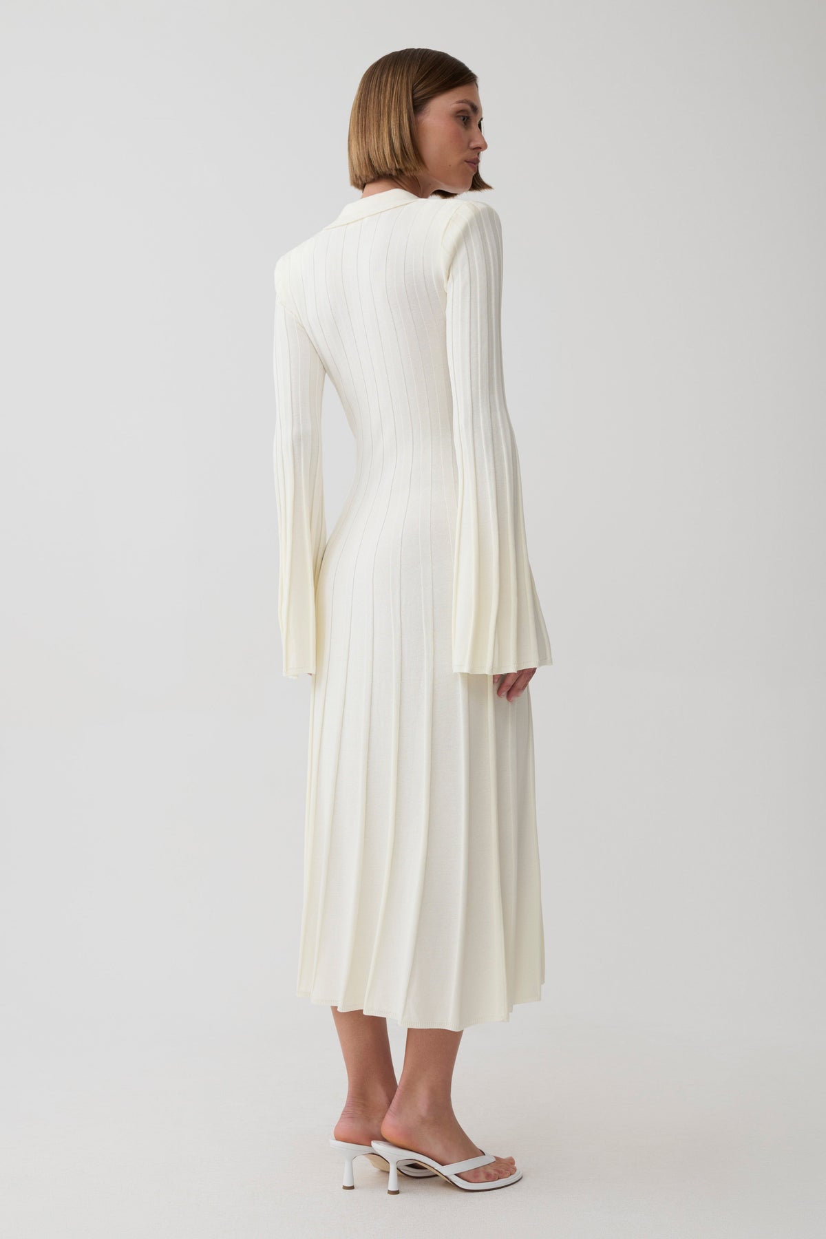 Maddie Long Sleeve Knit Midi Dress - Ivory #4