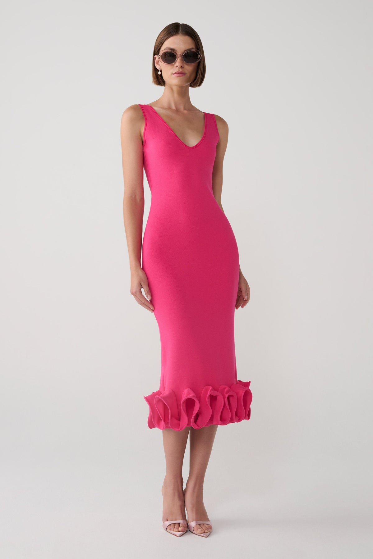 Wendy Wire Hem Knit Midi Dress - Fuschia #6