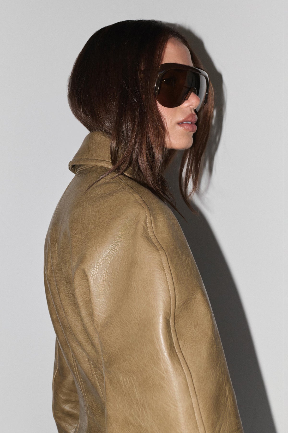 Jordana Faux Leather Mini Dress - Khaki