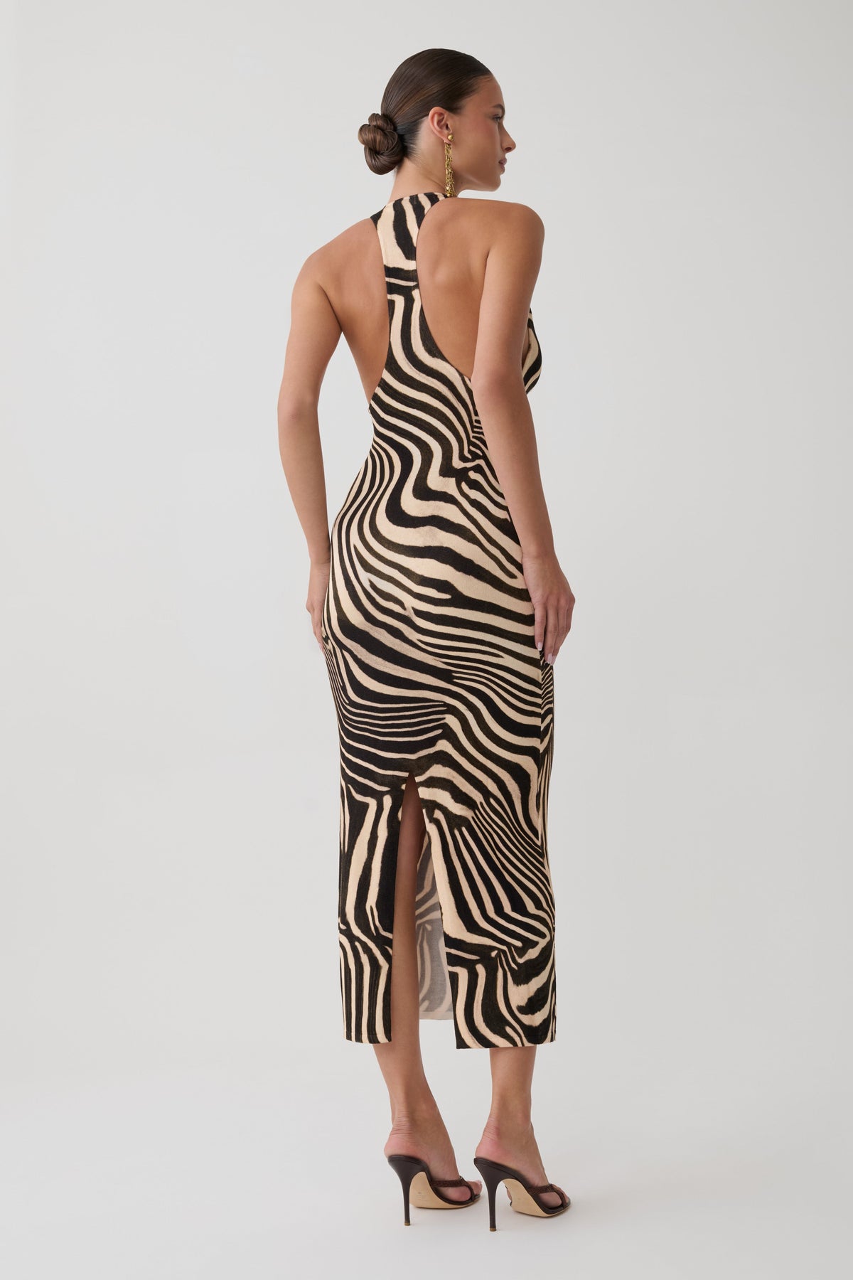 Darla Deep V Knit Midi Dress - Zebra Print #2
