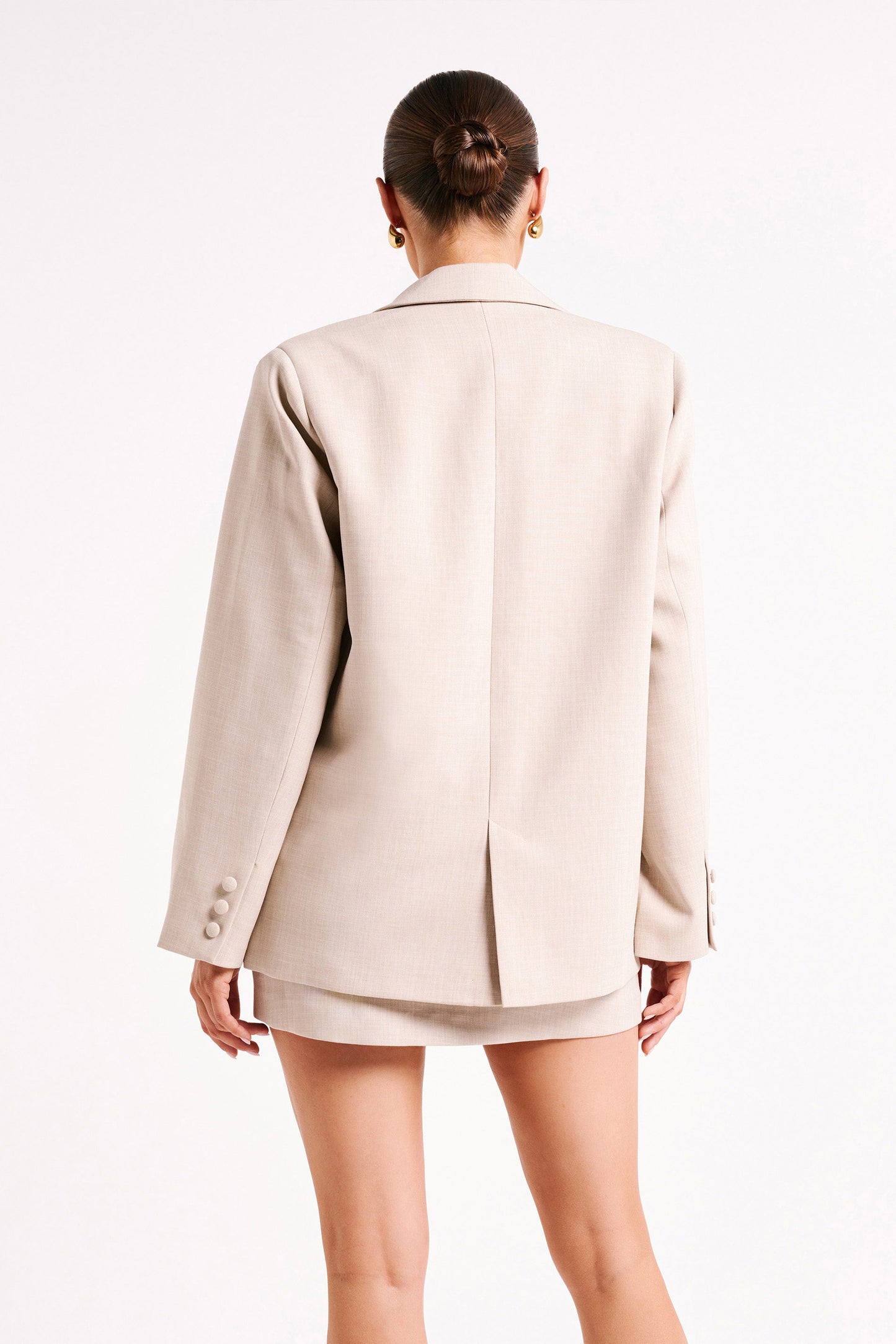 Drew Oversized Textured Blazer - Natural