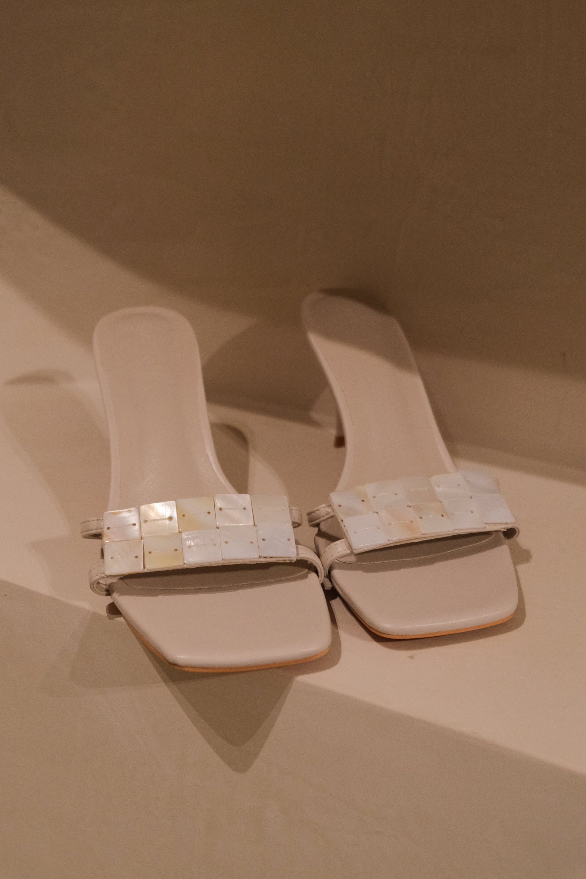 Lucy Shell Mules - Ivory Pearl #2