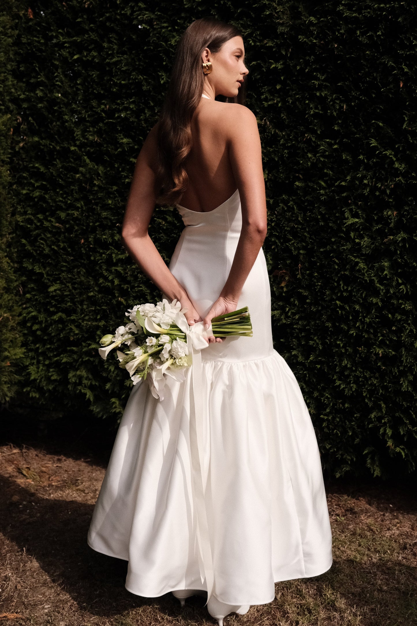 Danica Satin Halter Wedding Gown - White