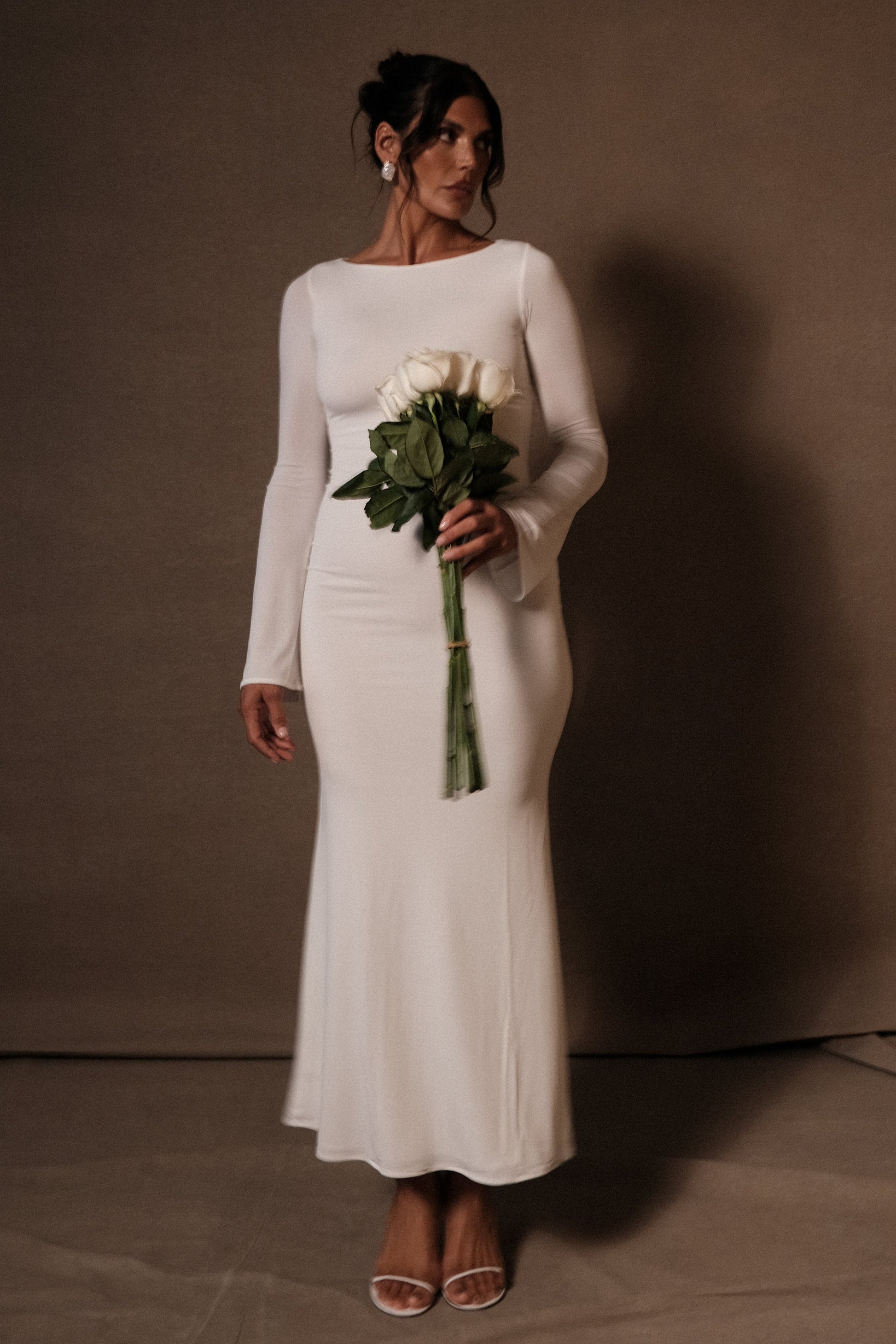 Tarna Slinky Fishtail Maxi Dress - Ivory #2