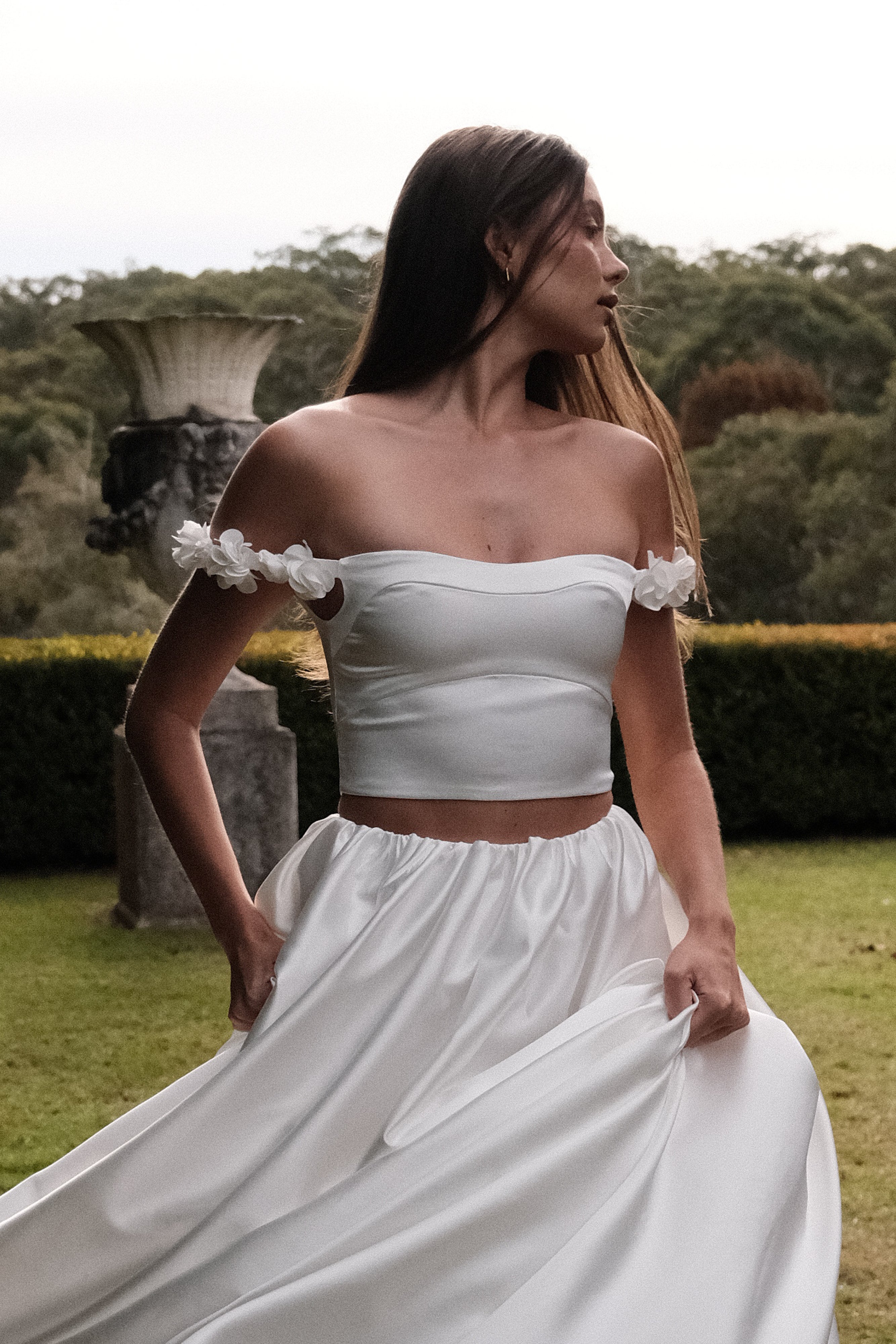 Karrie Cropped Satin Rose Bodice