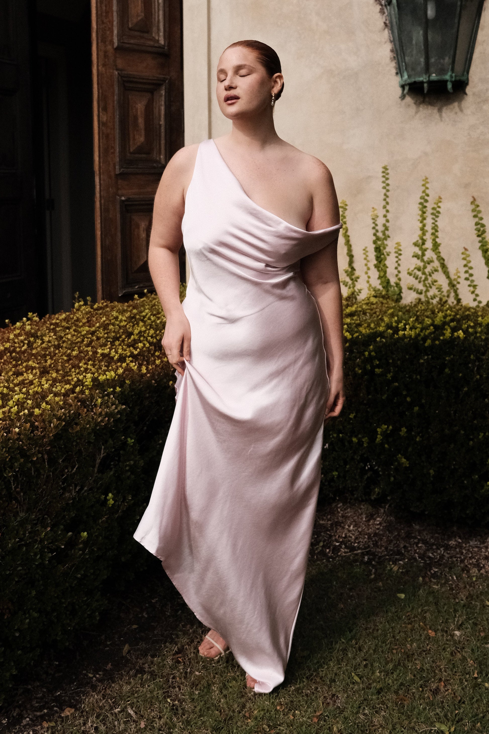 Yvette Slip Maxi Dress With Asymmetrical Hem - Pale Pink #3