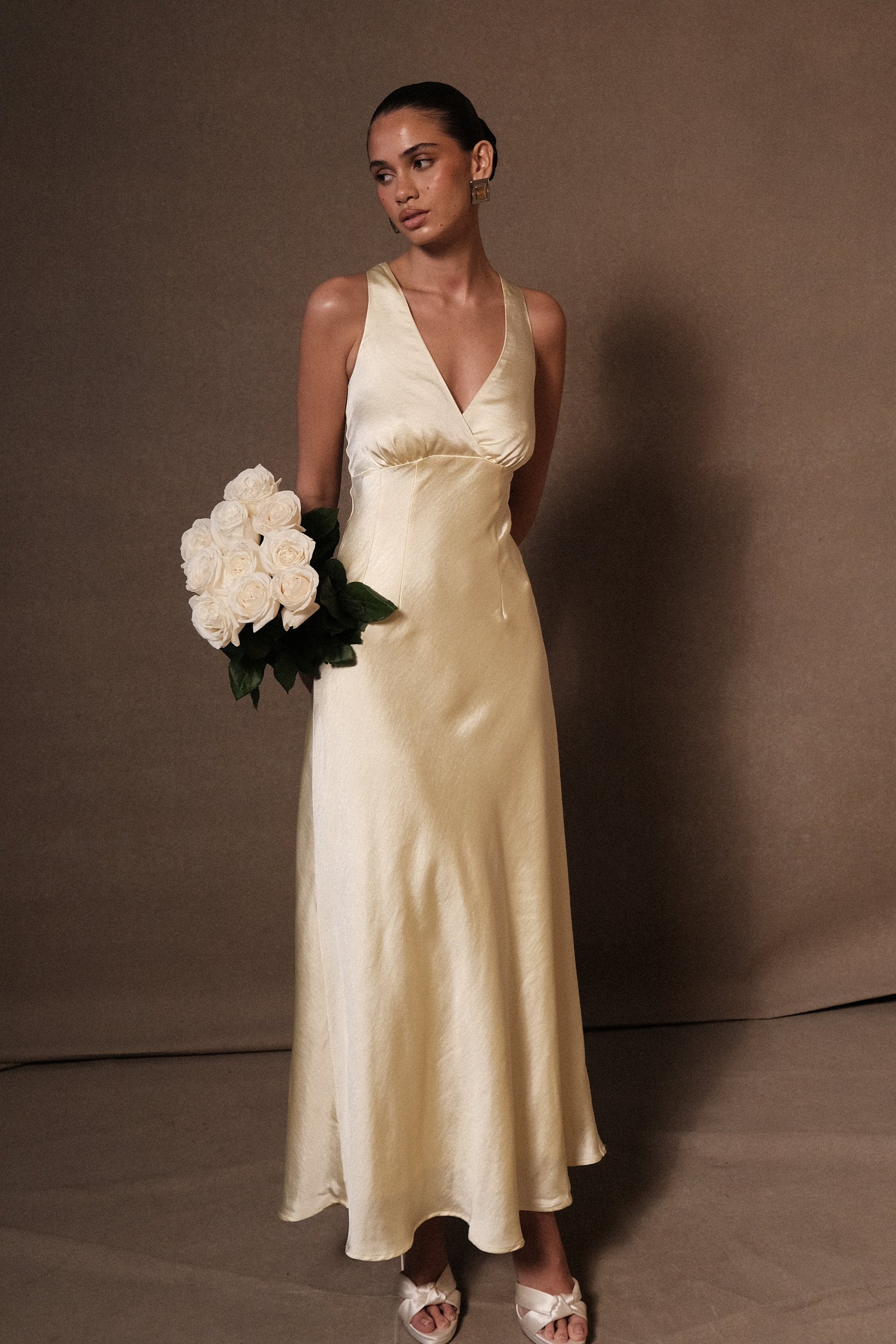 Meghan Satin Maxi Dress - Lemon Sorbet #2