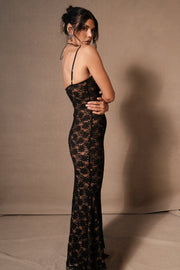 Joelle Lace Cupped Maxi Dress - Black