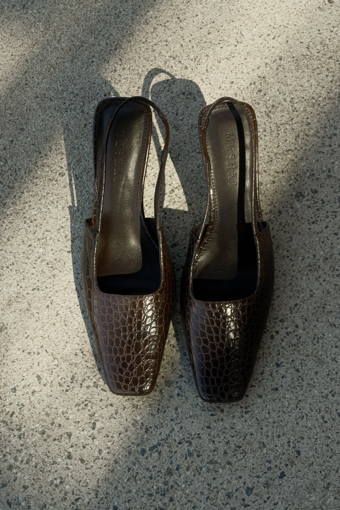 Maren Faux Leather Crocodile Heel - Chocolate