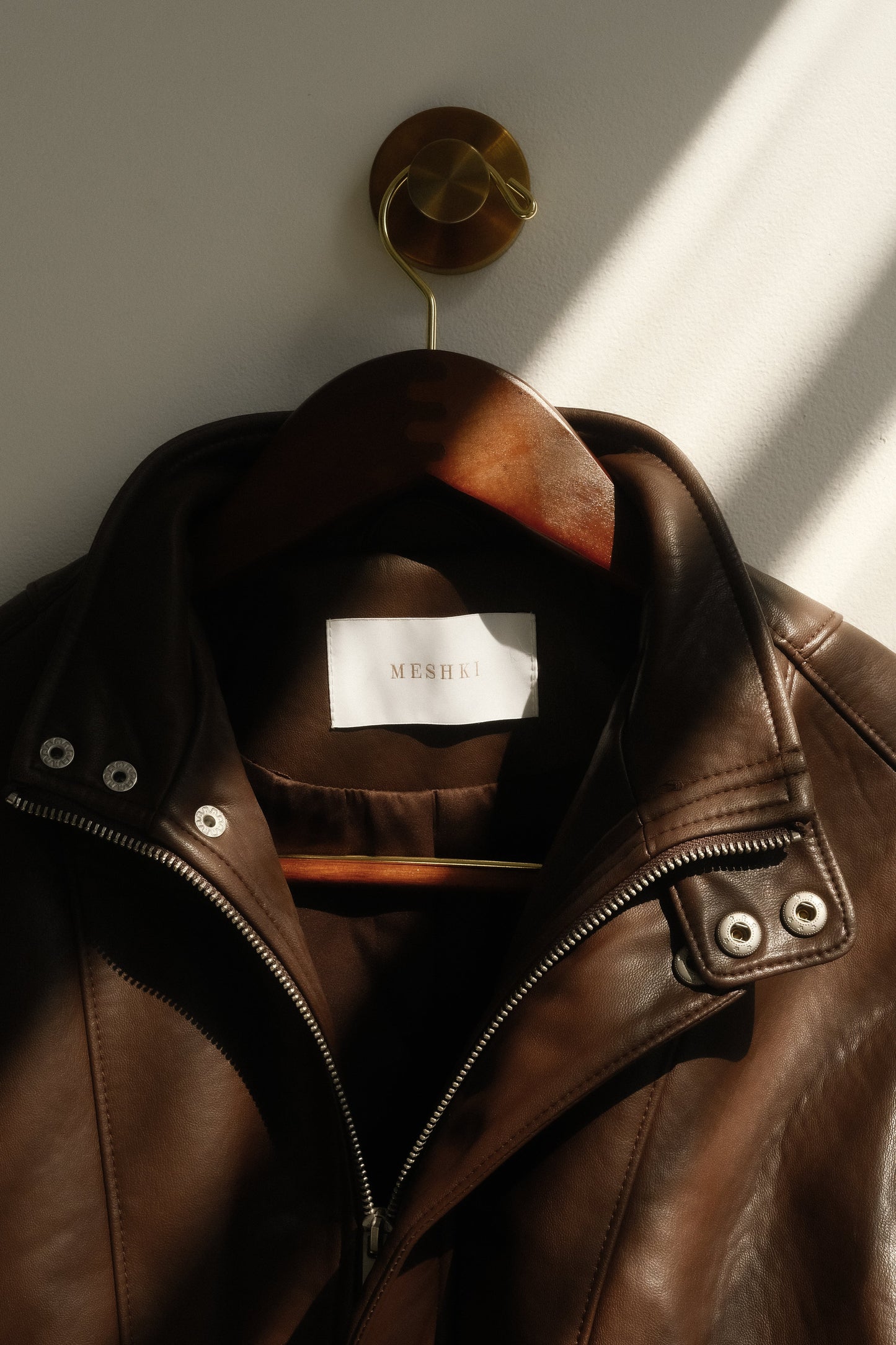 Curtis Faux Leather Bomber Jacket - Dark Chocolate