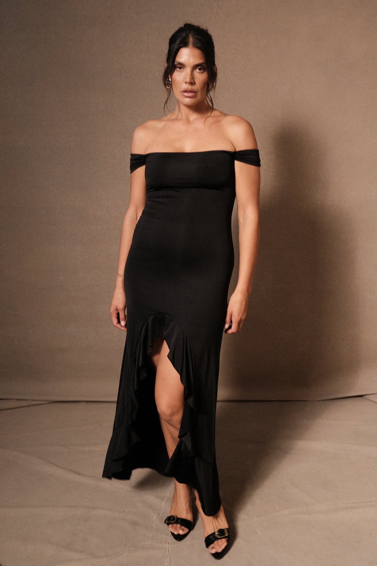Eisley Slinky Off Shoulder Maxi Dress - Black #2