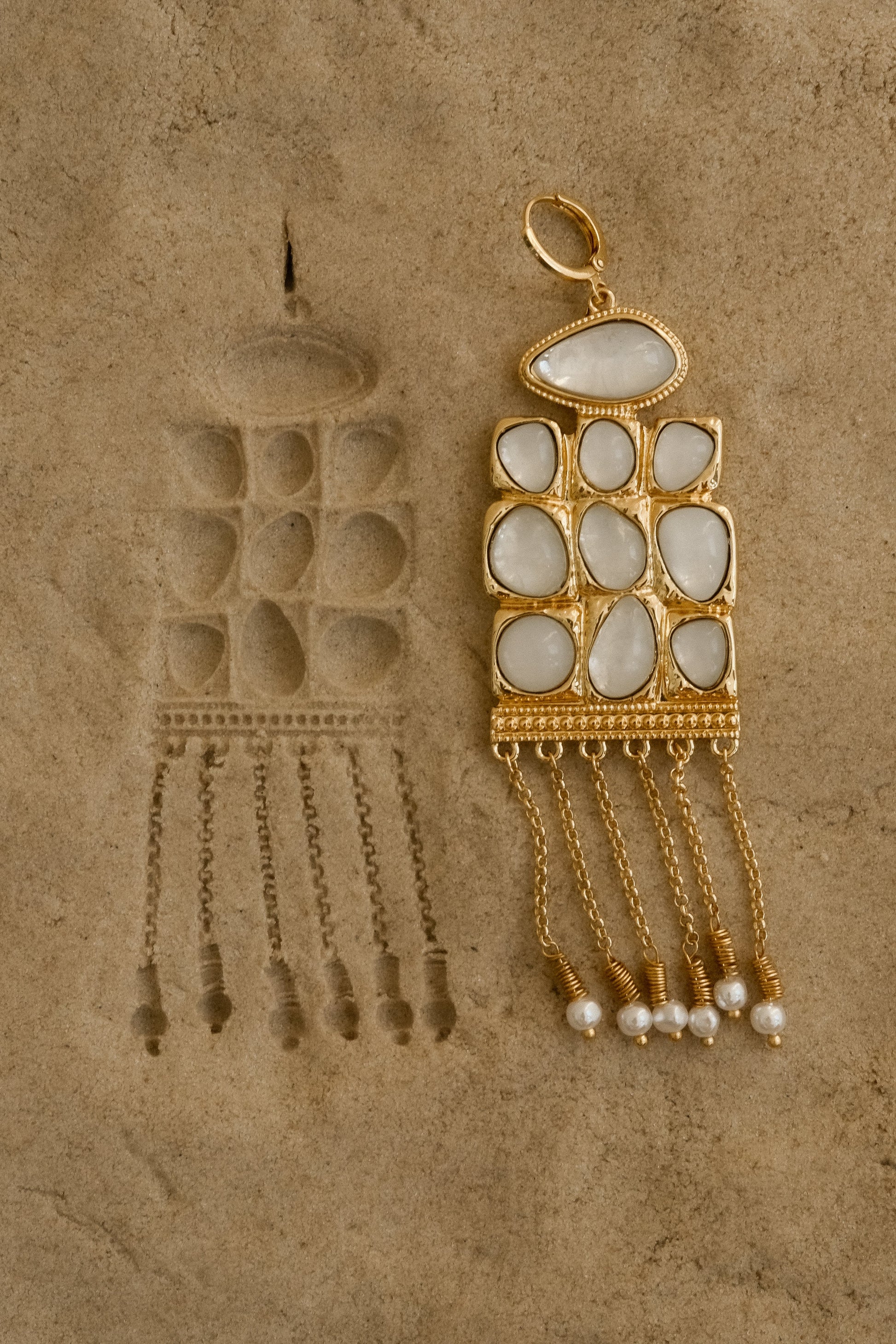 Annika Horizontal Resin Drop Earrings - Gold #4