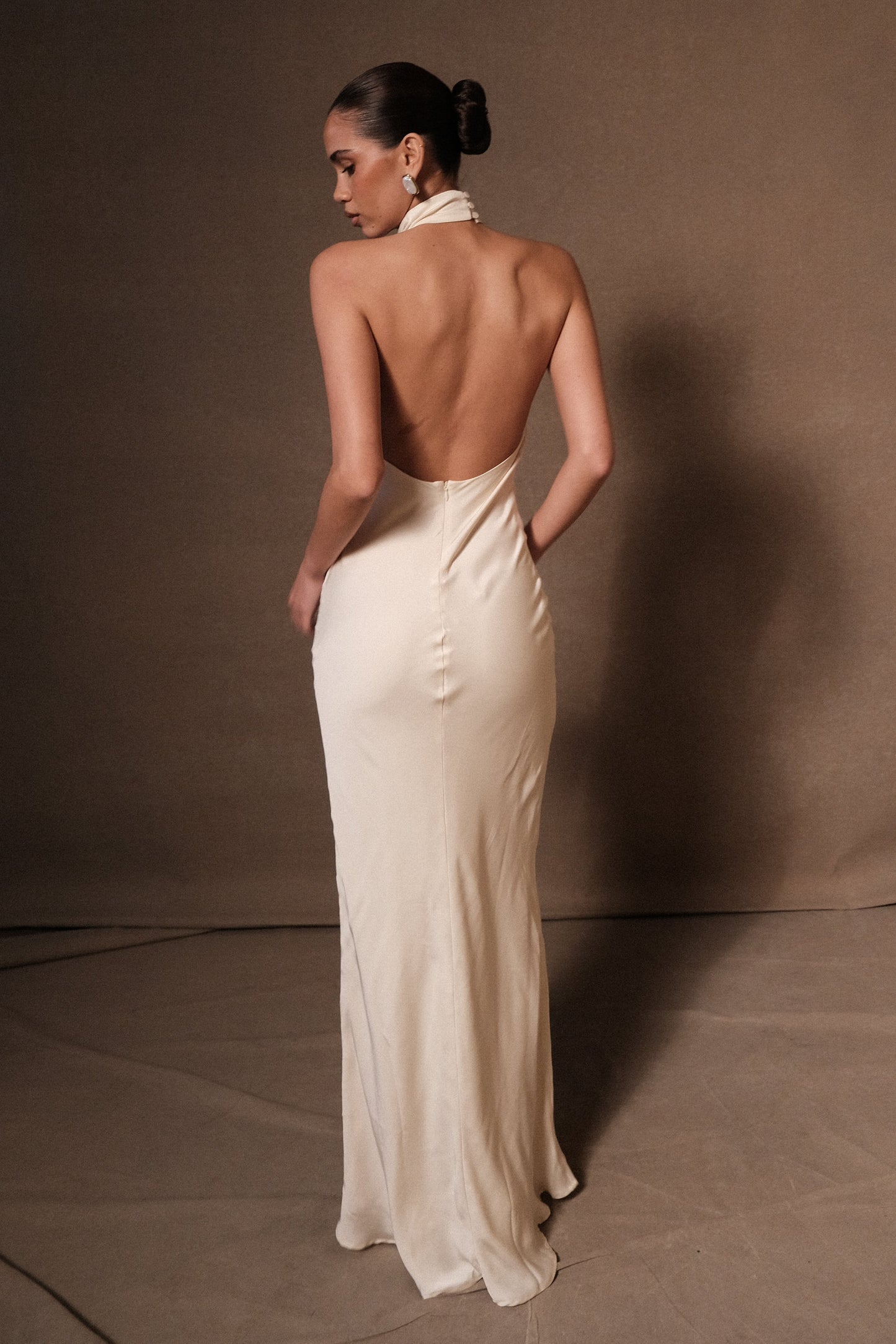 Belladonna Satin Halter Maxi Dress - Ivory