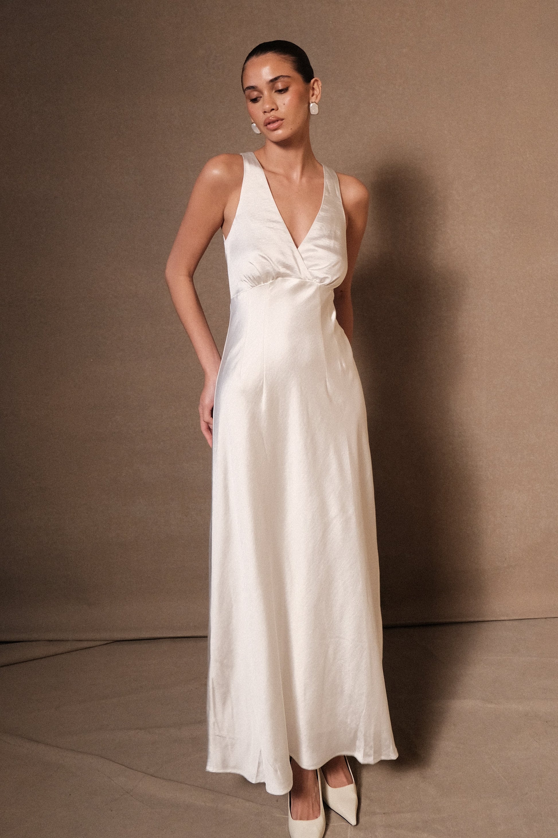 Meghan Satin Maxi Dress - Ivory #2