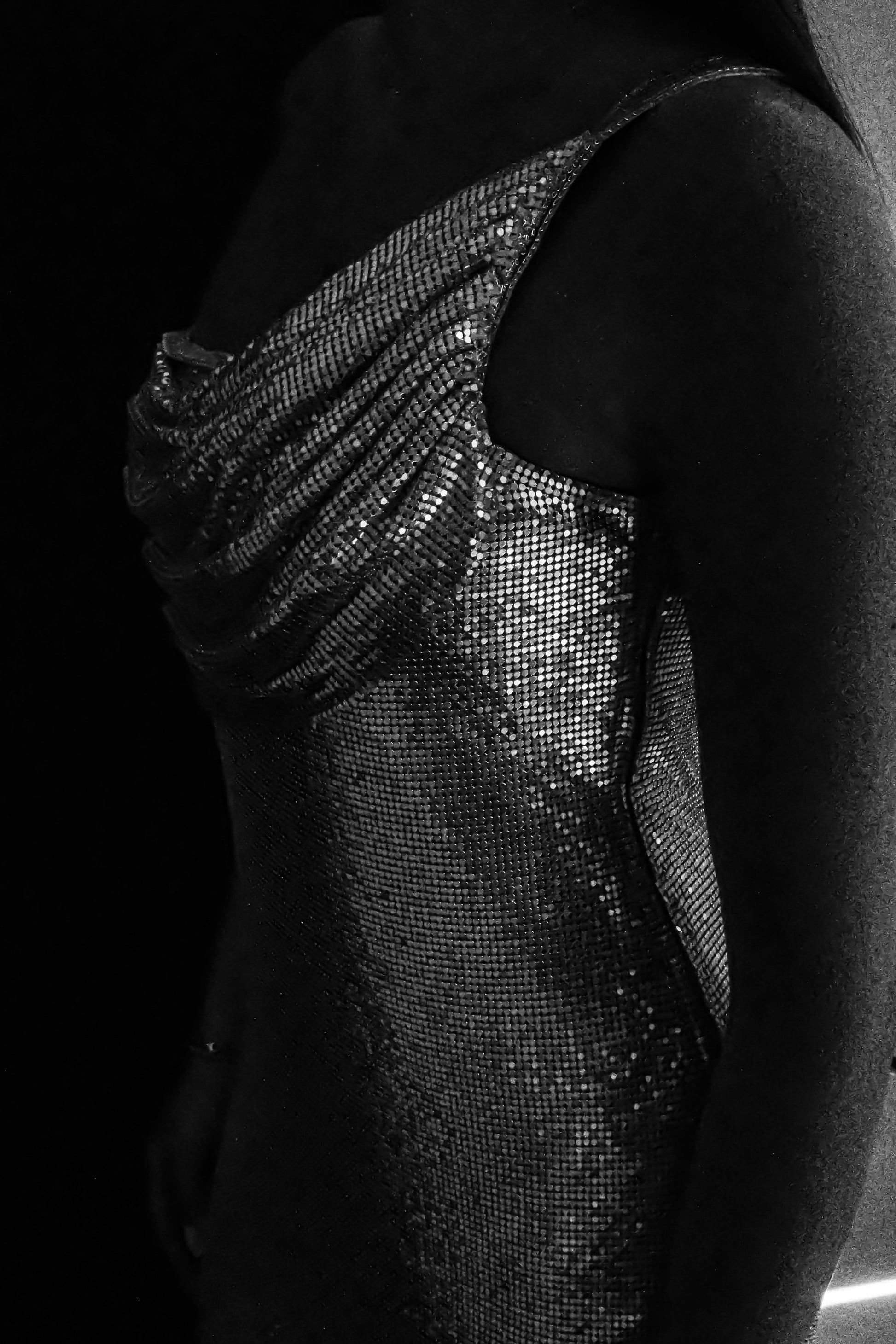 Lyle One Shoulder Glow Mesh Mini Dress - Silver #3