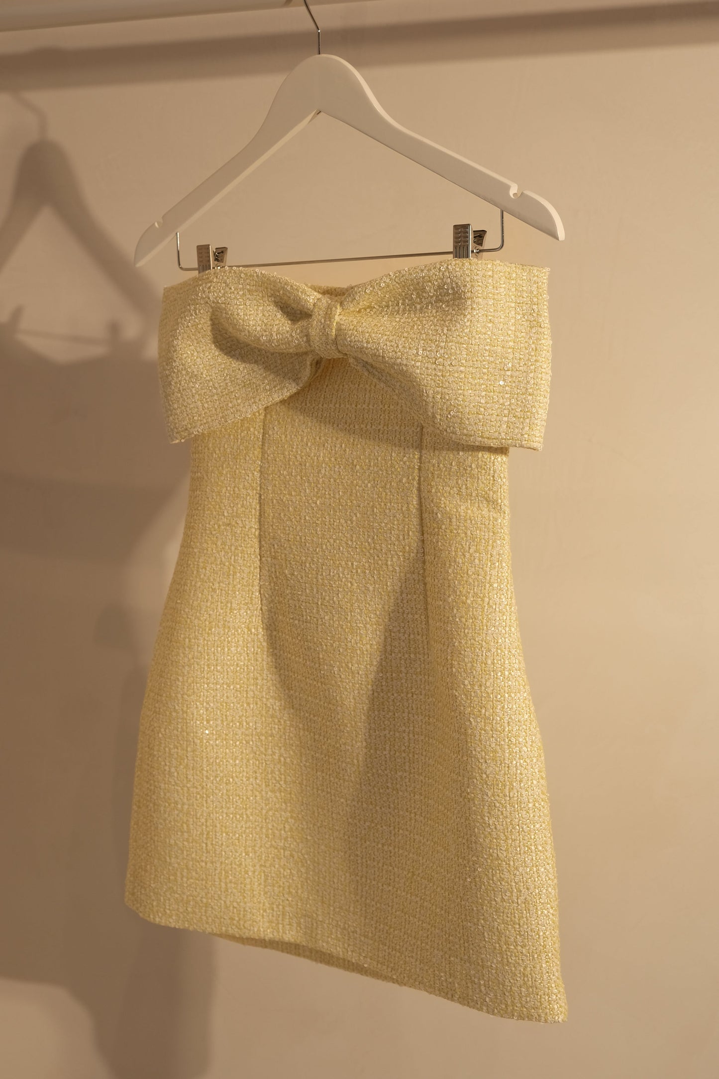 Elizabeth Tweed Bow Mini Dress - Lemon