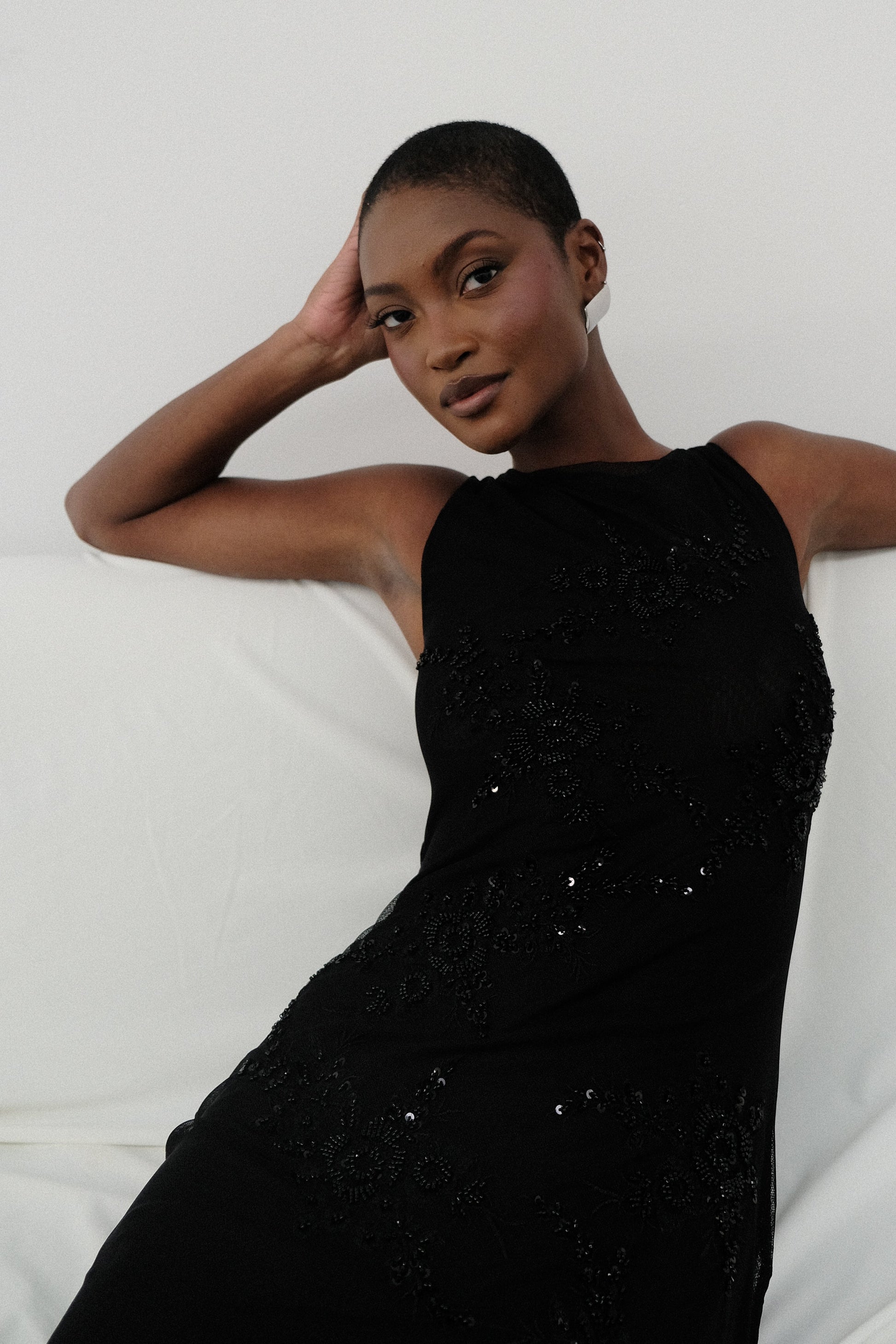 Maeva Embroidered Mesh Maxi Dress - Black #3