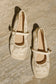 White lace applique flats.