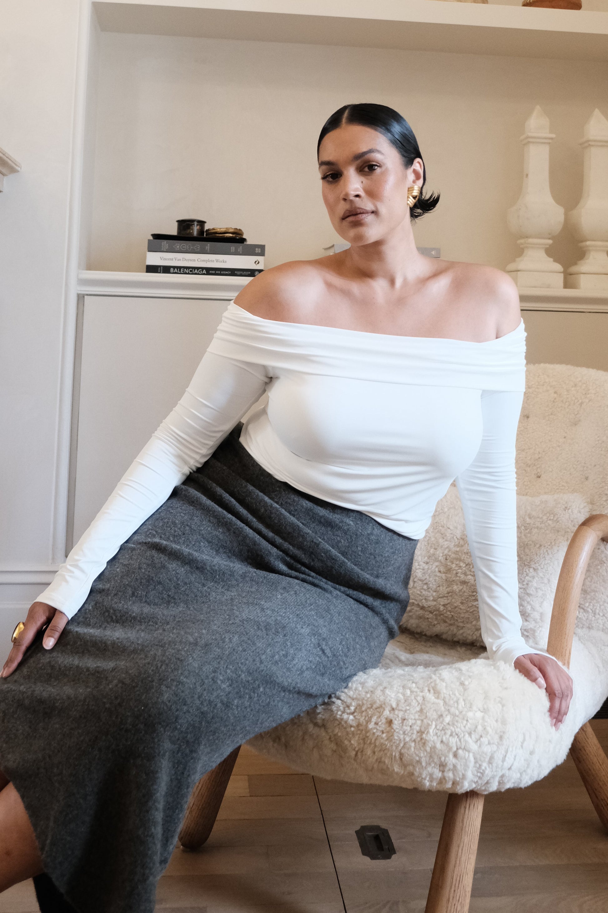 Lucinda Recycled Nylon Off Shoulder Top - White #2