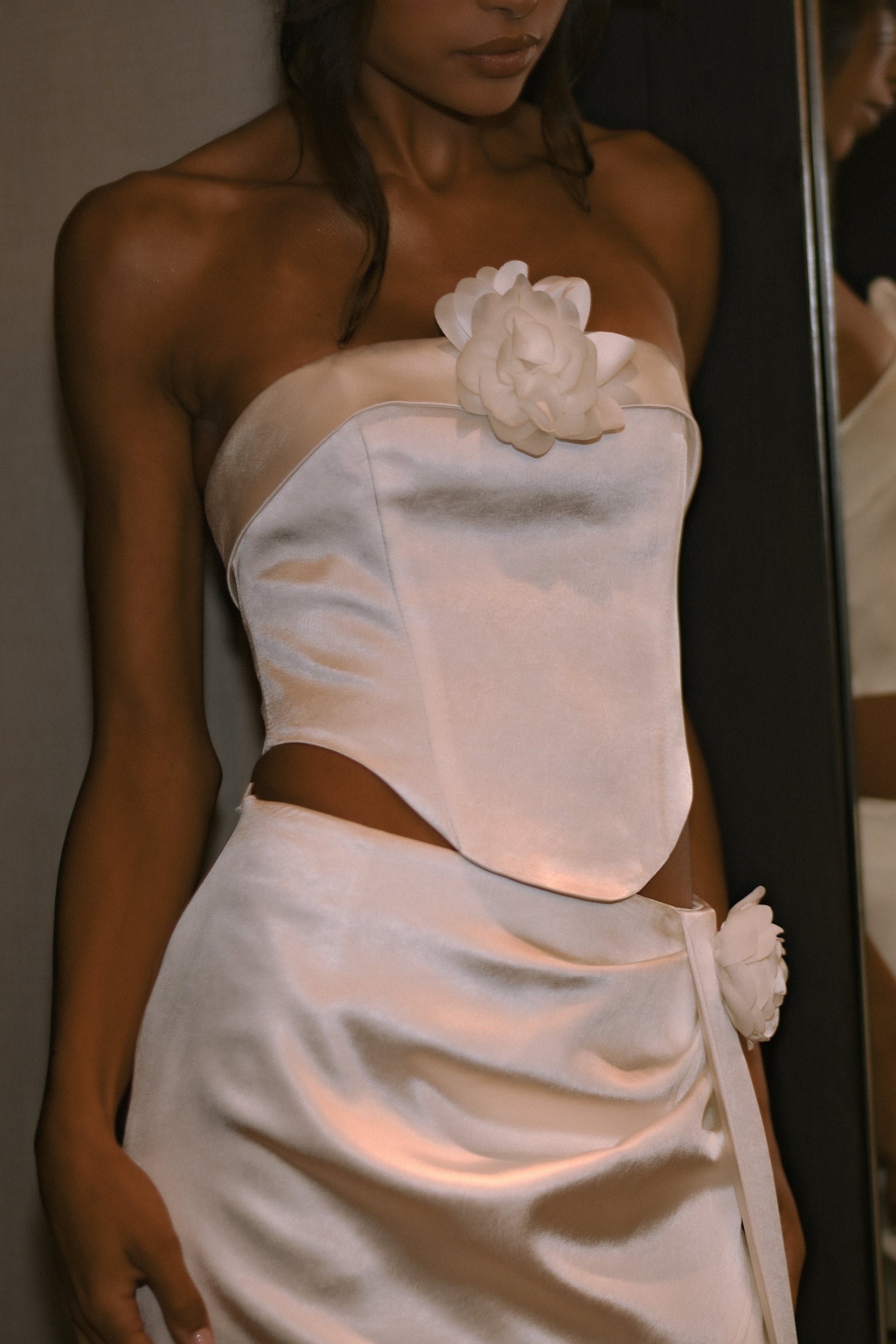 Margot Strapless Rose Corset - White #10