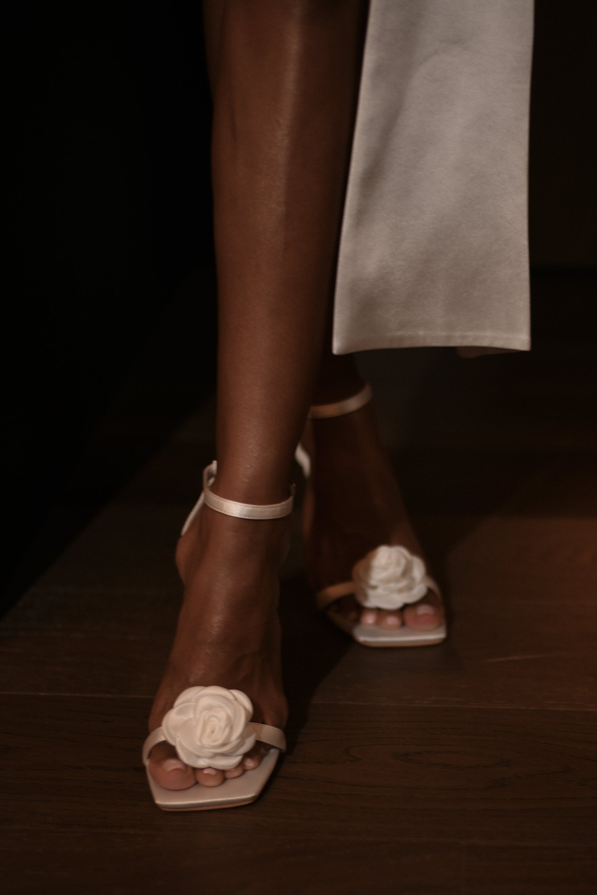 Lara Rose Satin Heel - White #7