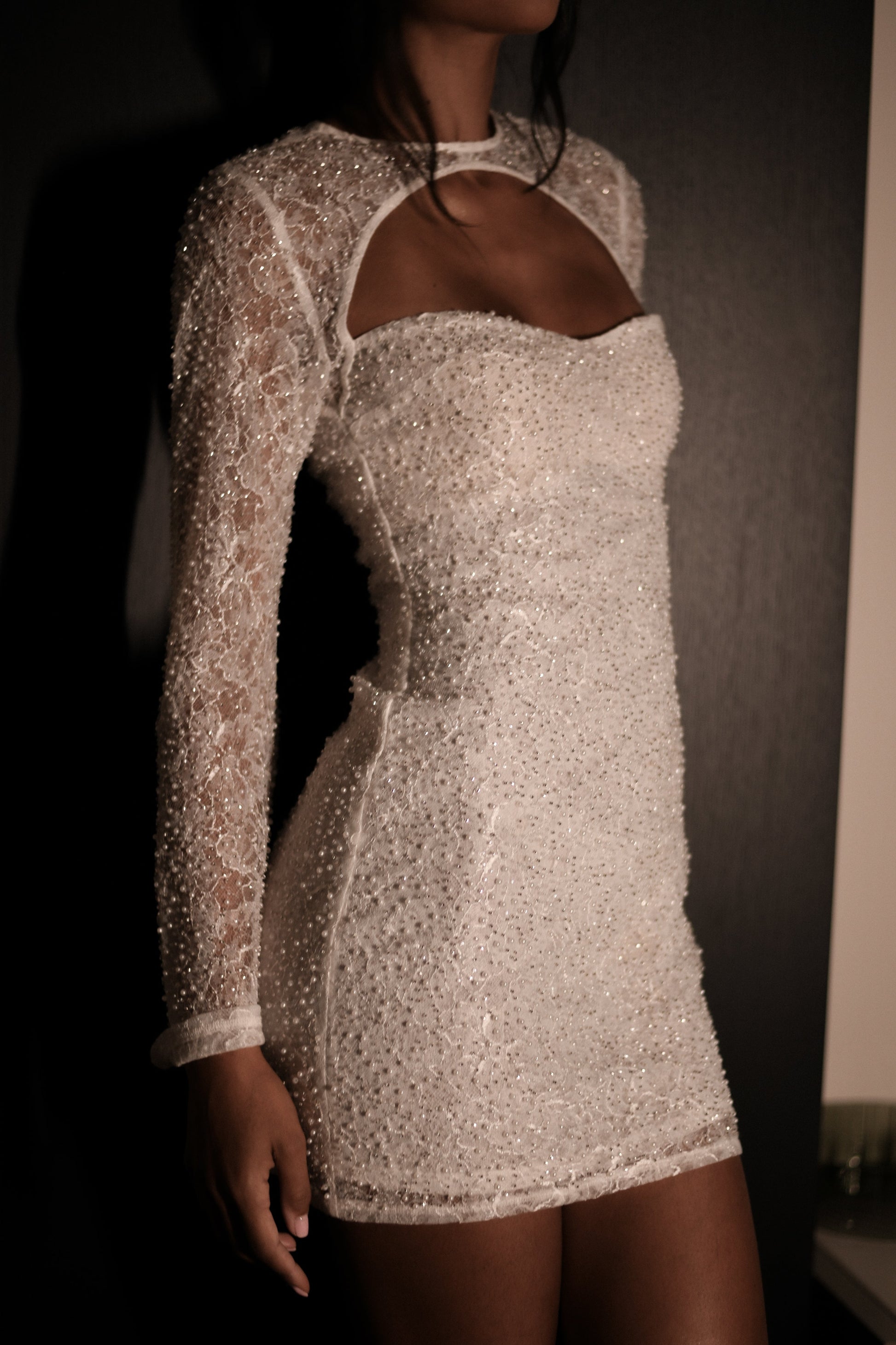 Paxton Pearl Beaded Mini Dress - White #10