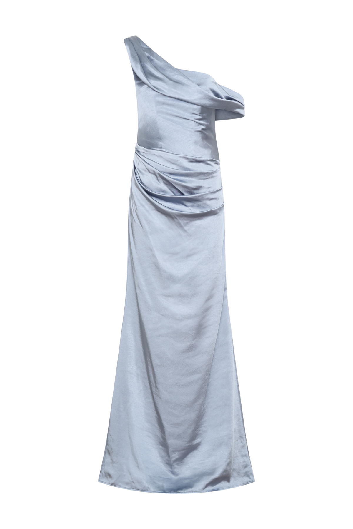Dalia Off Shoulder Satin Maxi Dress - Frosted Blue #11