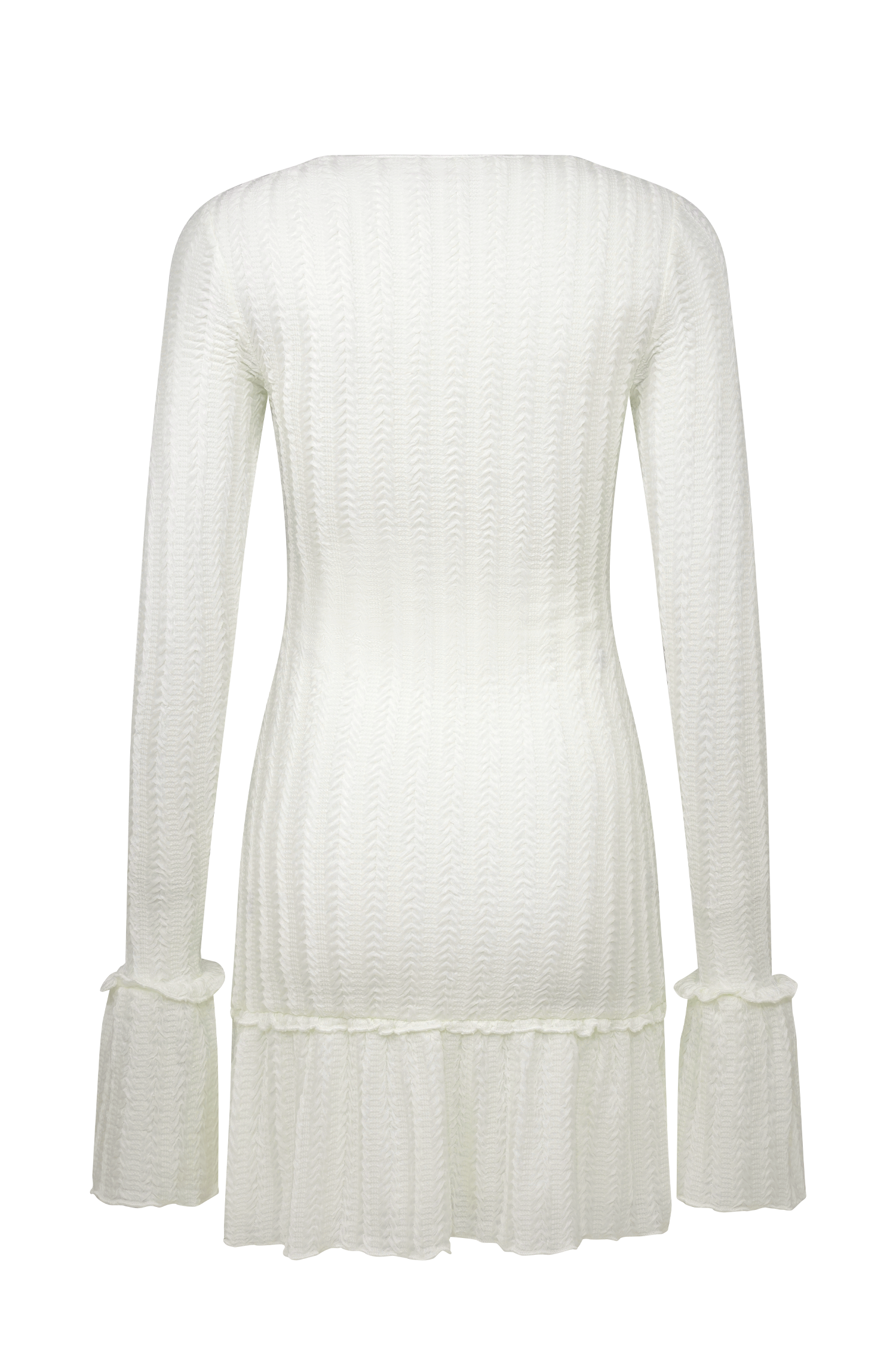 Daphne Pointelle Long Sleeve Mini Dress - Ivory #8