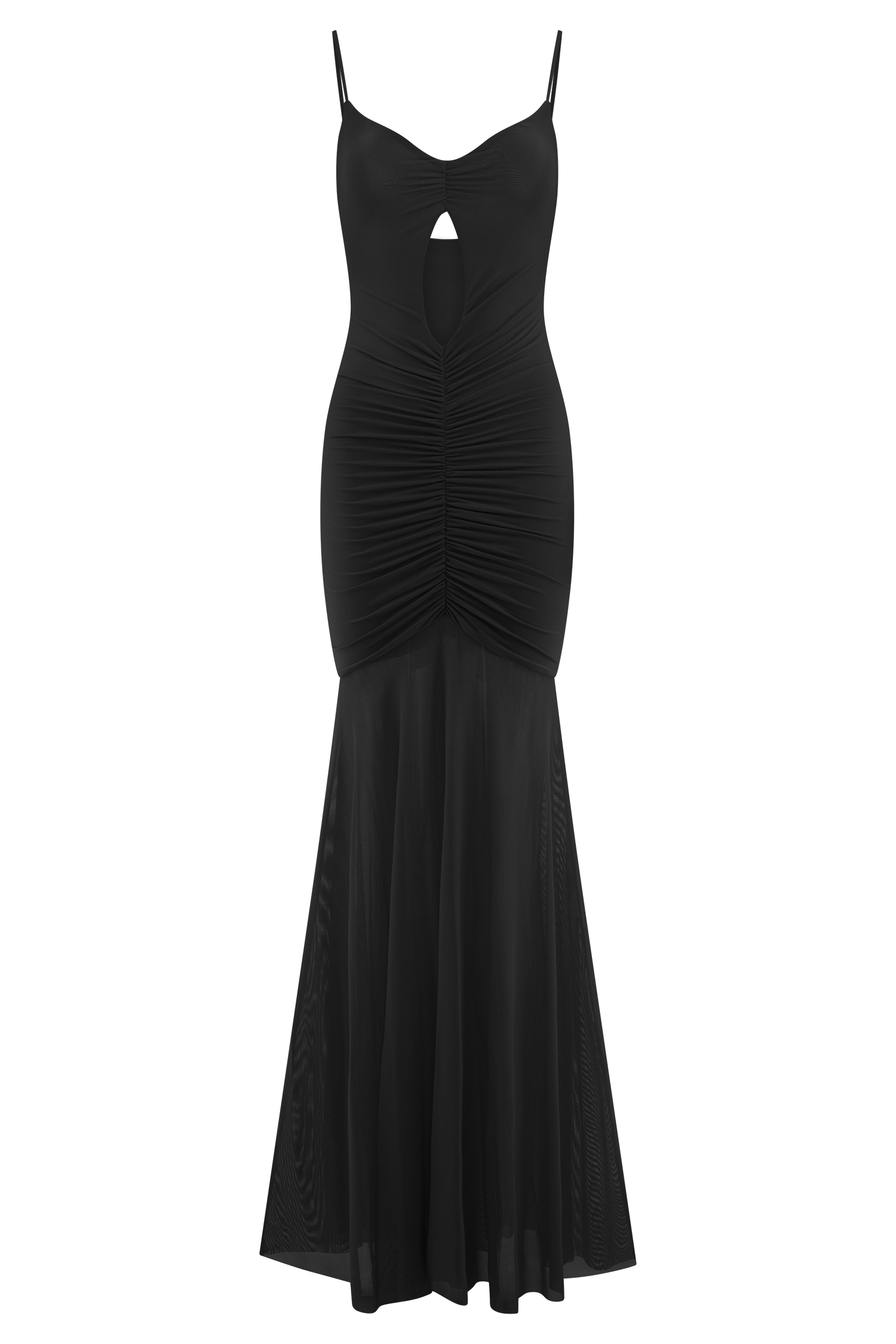 Delaney Slinky And Mesh Maxi Dress - Black #8