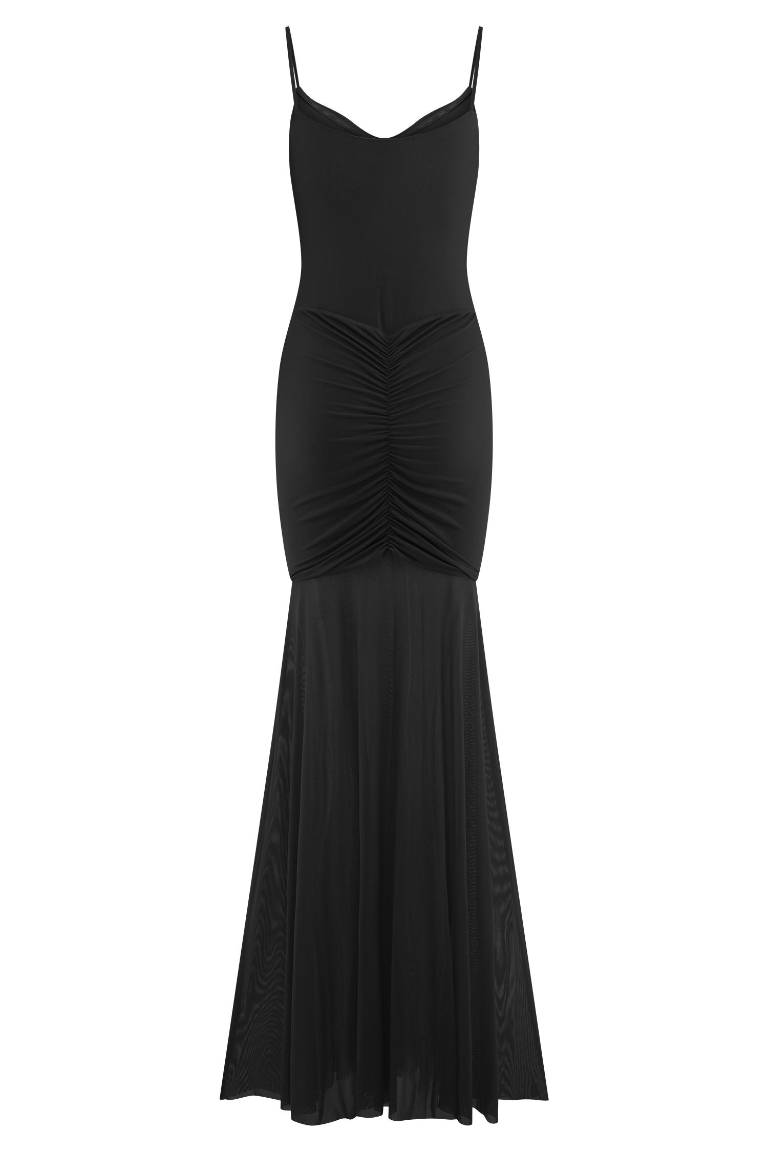 Delaney Slinky And Mesh Maxi Dress - Black #7