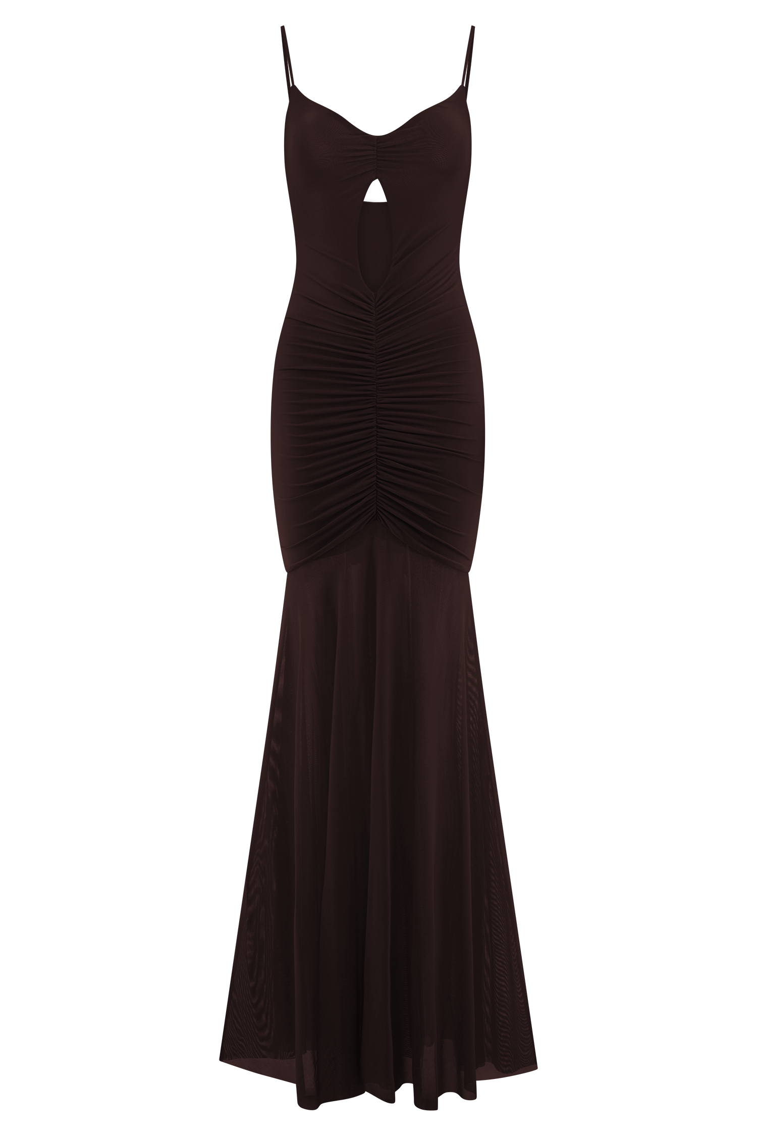 Delaney Slinky And Mesh Maxi Dress - Chocolate #6