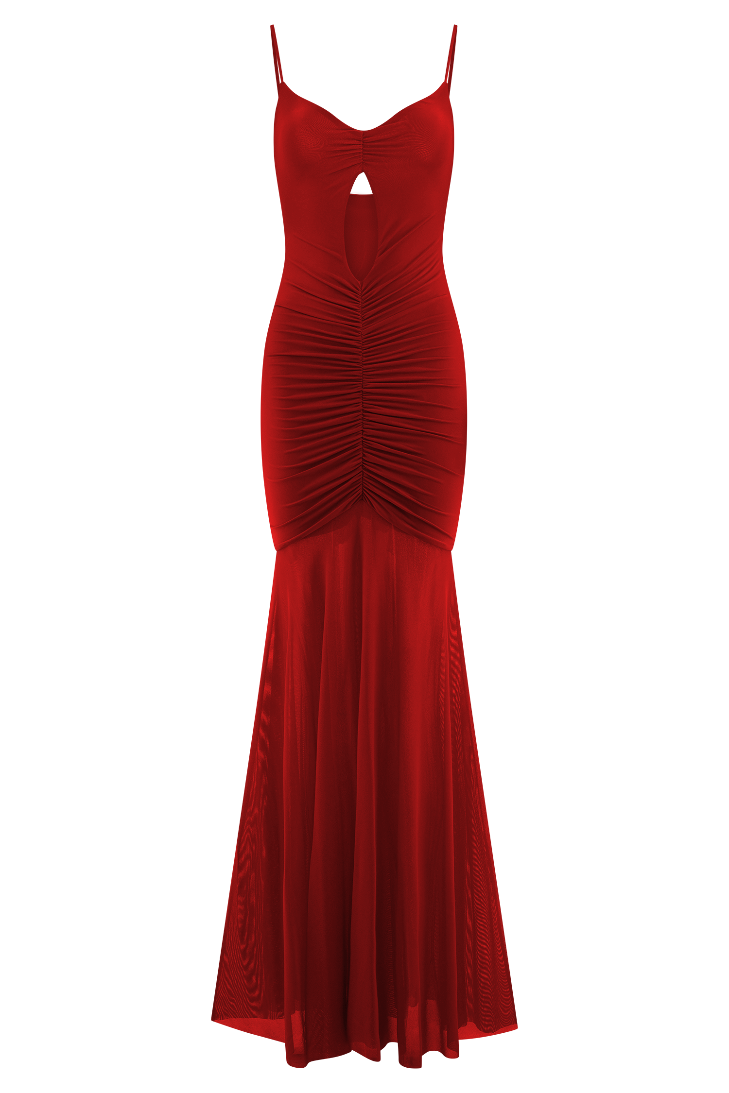 Delaney Slinky And Mesh Maxi Dress - Red #7