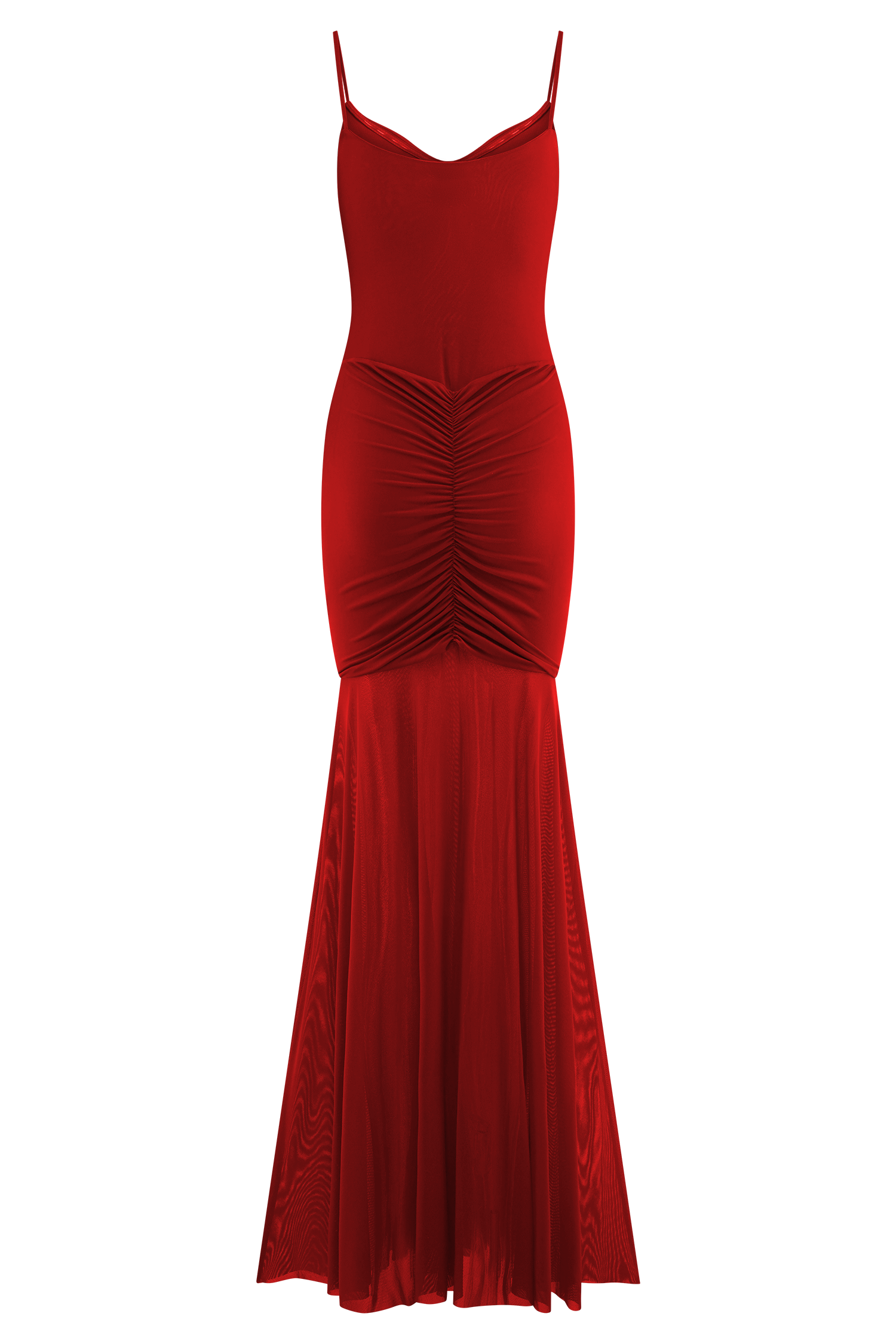 Delaney Slinky And Mesh Maxi Dress - Red #6